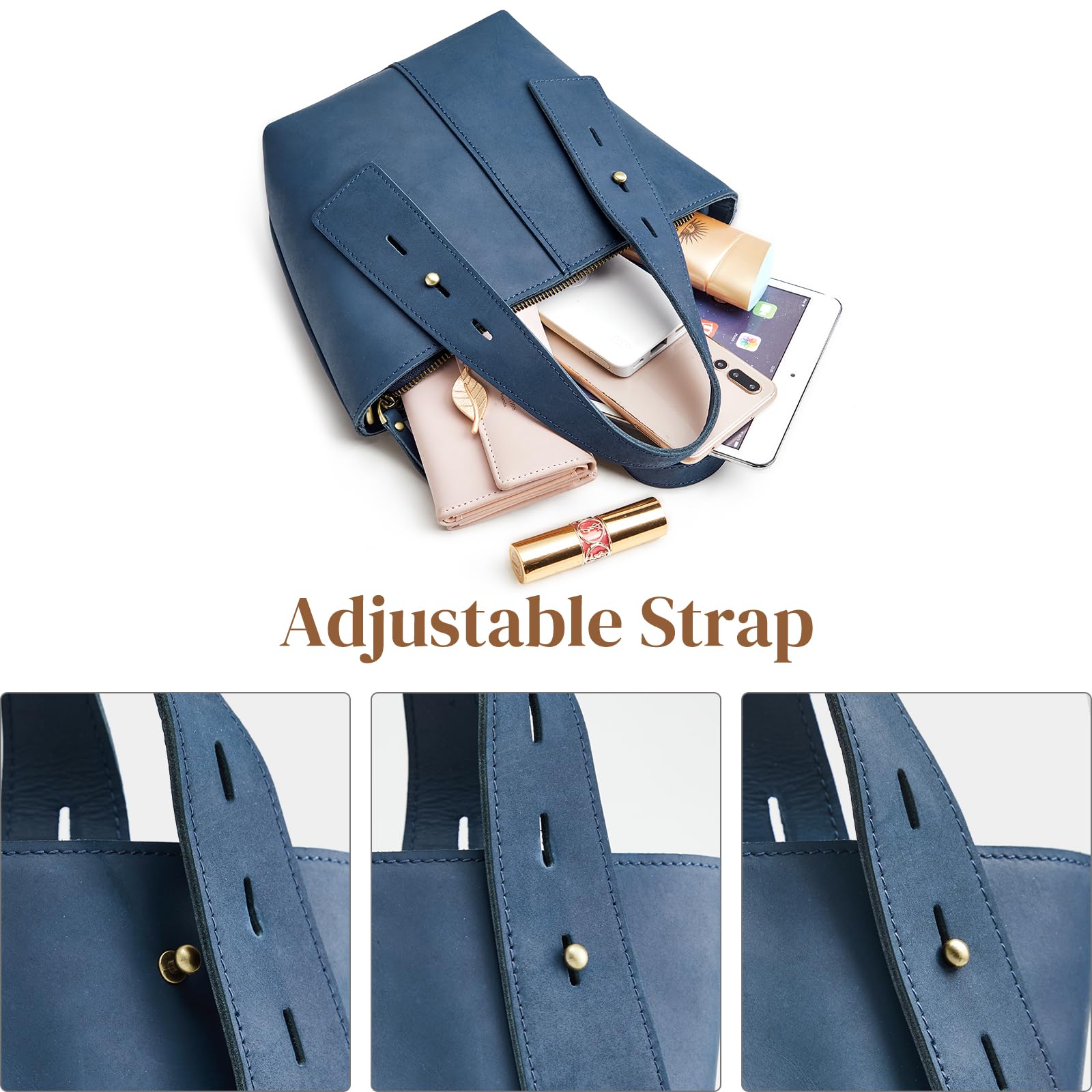 S-ZONE Women's Leather Crossbody Bag - Mini Tote Purse Small Satchel with Adjustable Strap | Top Handle Handbag for Daily Use, Travel & Shopping