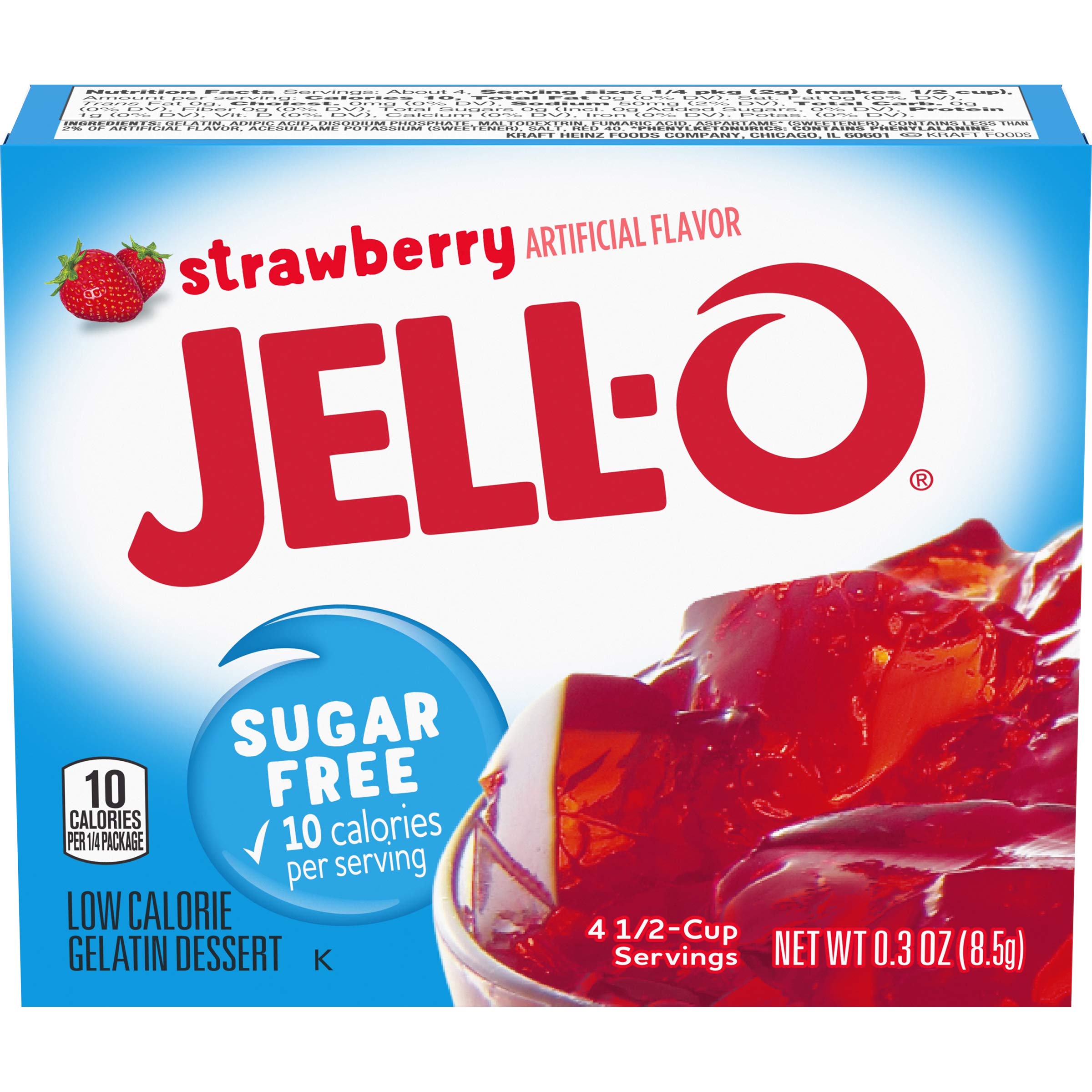 Sugar Free Strawberry Jell-O Gelatin Dessert Mix - 24 Pack (0.3 oz Boxes) | Low Calorie Snack for Kids, Keto Diet & Party Treats