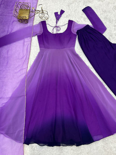 Elegant Purple Bollywood Dual Shaded Anarkali Suit Set for Women | Traditional Indian Party Wear | Perfect for Weddings, Festivals & Special Occasions