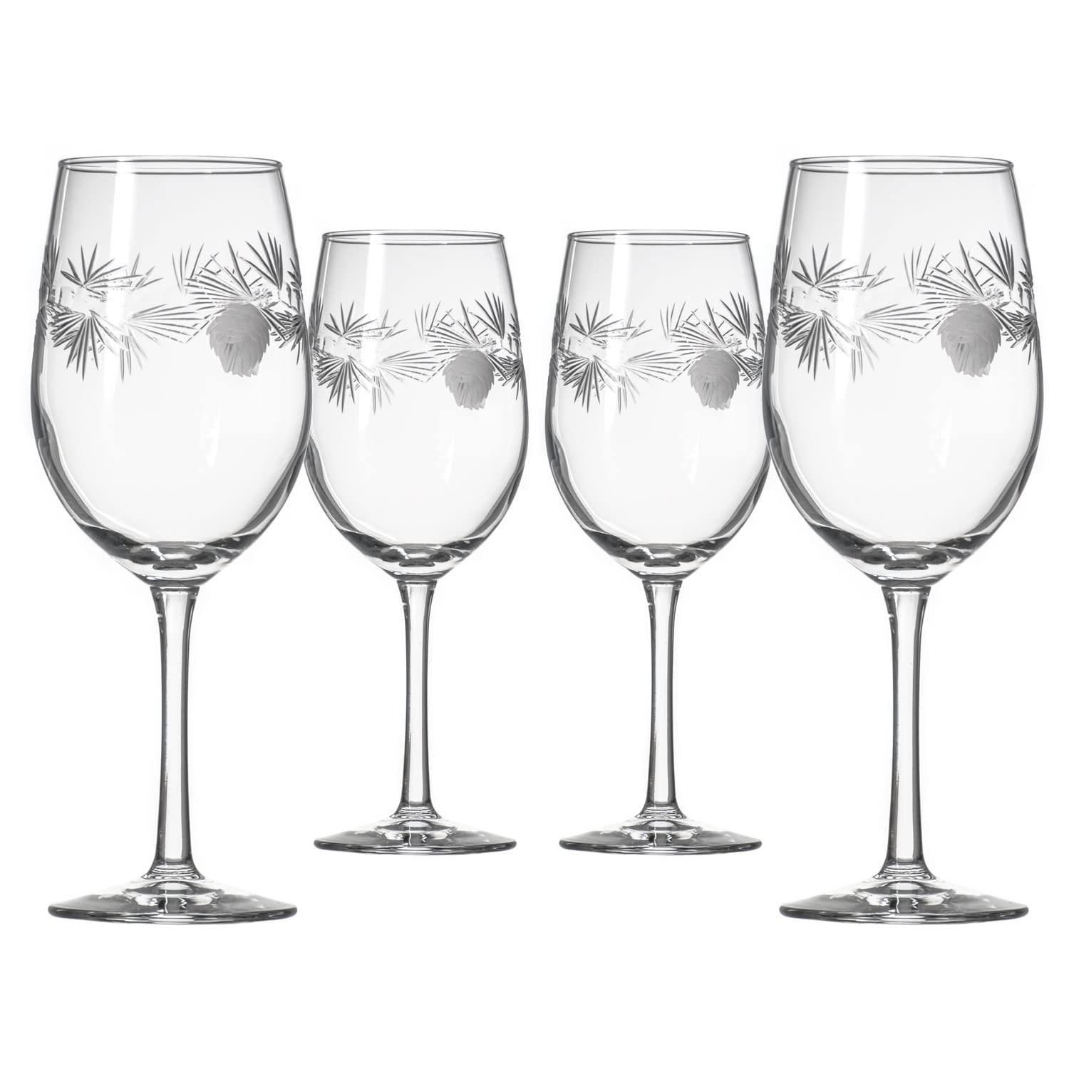 Premium Rolf Glass Icy Pine White Wine Glasses Set of 4 - 12 oz Stemmed Crystal Clear Lead-Free Etched Wine Glasses - Handcrafted in USA by Thomas Conrad Pittsburgh - Perfect for Dinner Parties, Weddings & Holiday Entertaining