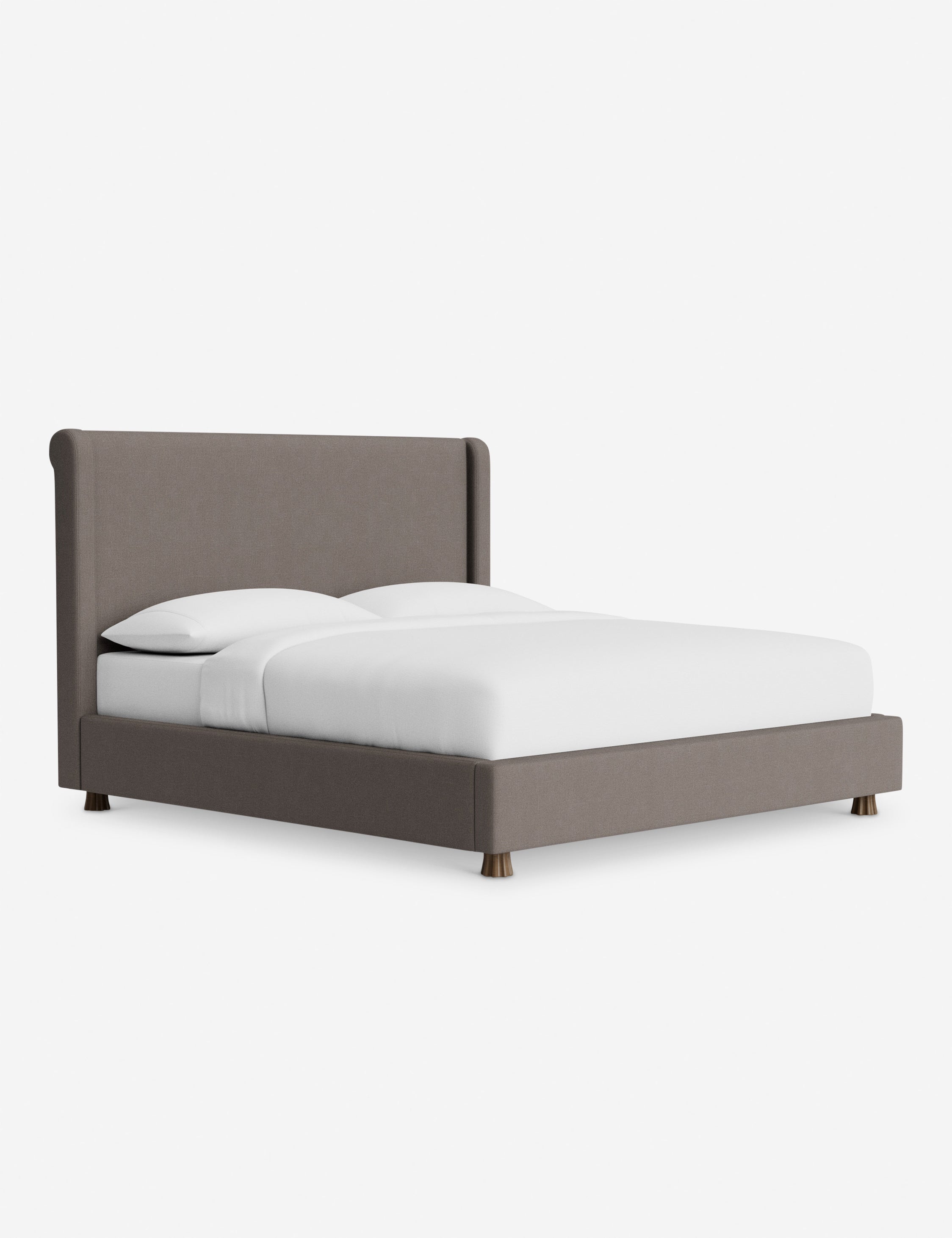 DOMINIQUE Platform Bed Frame - Modern Minimalist Wooden Bed with Upholstered Headboard | Perfect for Master Bedroom, Guest Room & Small Space