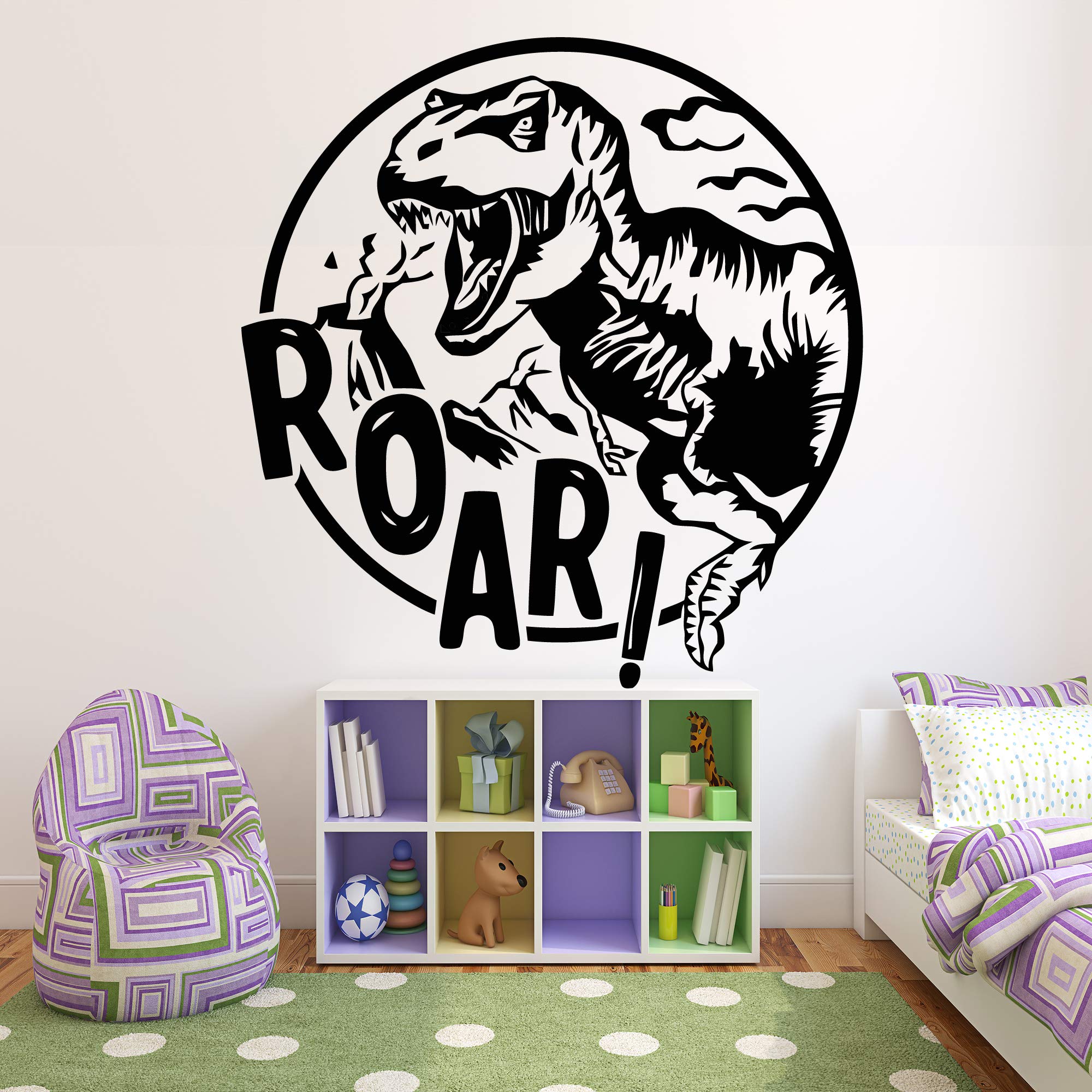 22 x 23 Inch Dinosaur Wall Decals - Removable Vinyl Stickers for Boys Room Decor, Jurassic Themed Bedroom Art, Nursery Wall Decorations (DI032) - Perfect for Kids Bedrooms, Playrooms & Dinosaur Theme Parties