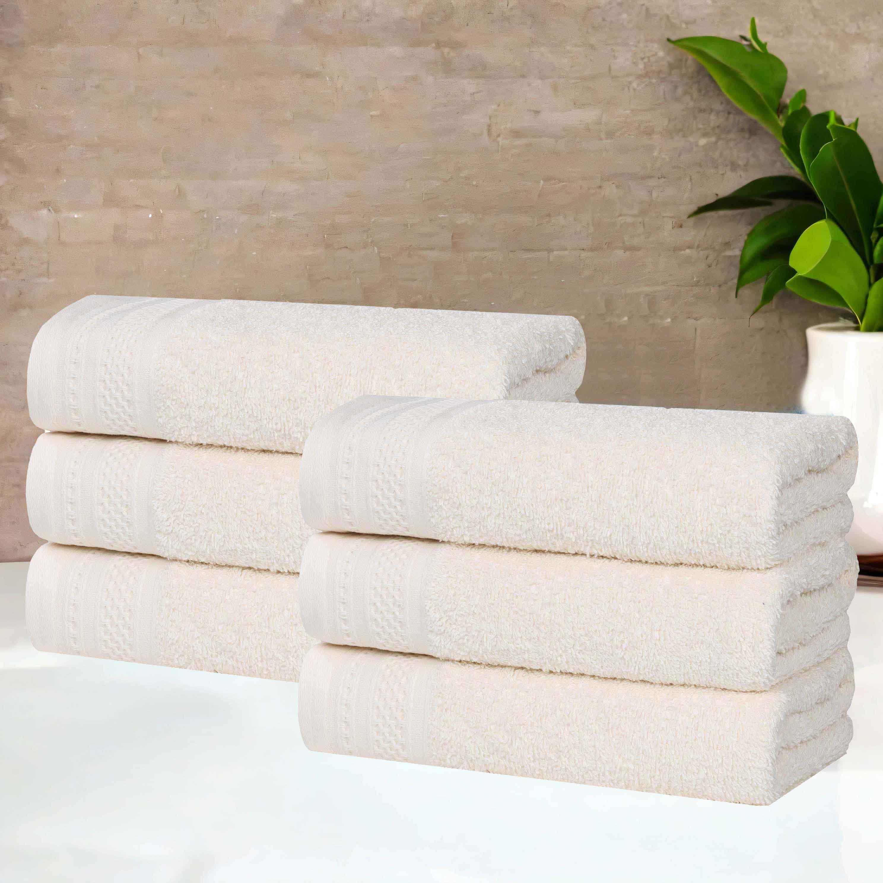 Premium Honeycomb Waffle Weave Cotton Hand Towels Set of 6 - Soft Absorbent Bath & Kitchen Towels for Guest Bathroom, Spa, Luxury Hotel Decor