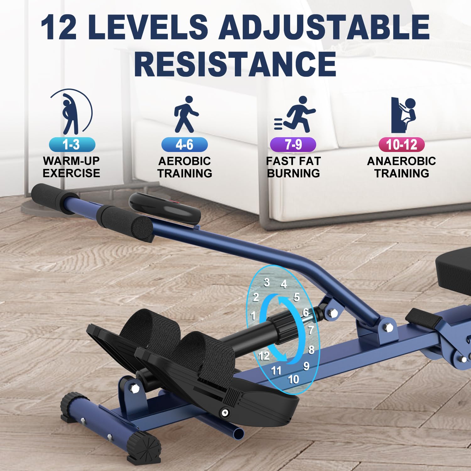 Foldable Rowing Machine for Home - Compact & Portable Rower Exercise Equipment with Smooth Glide System | Perfect for Small Spaces, Full-Body Workouts & Home Gym Fitness