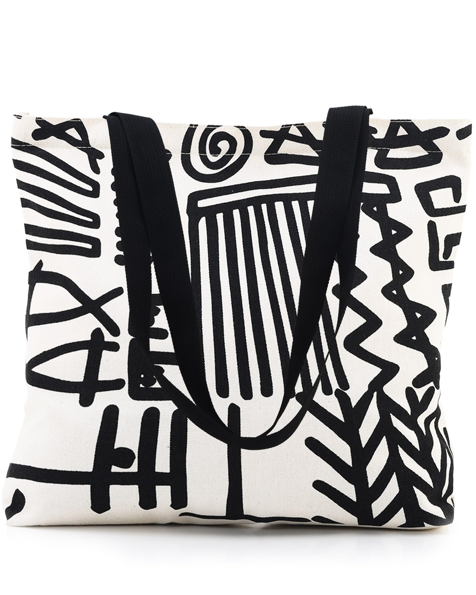 Stylish Canvas Tote Bag for Women with Zipper Closure & Multiple Compartments - Perfect for Travel, Work, and Everyday Use