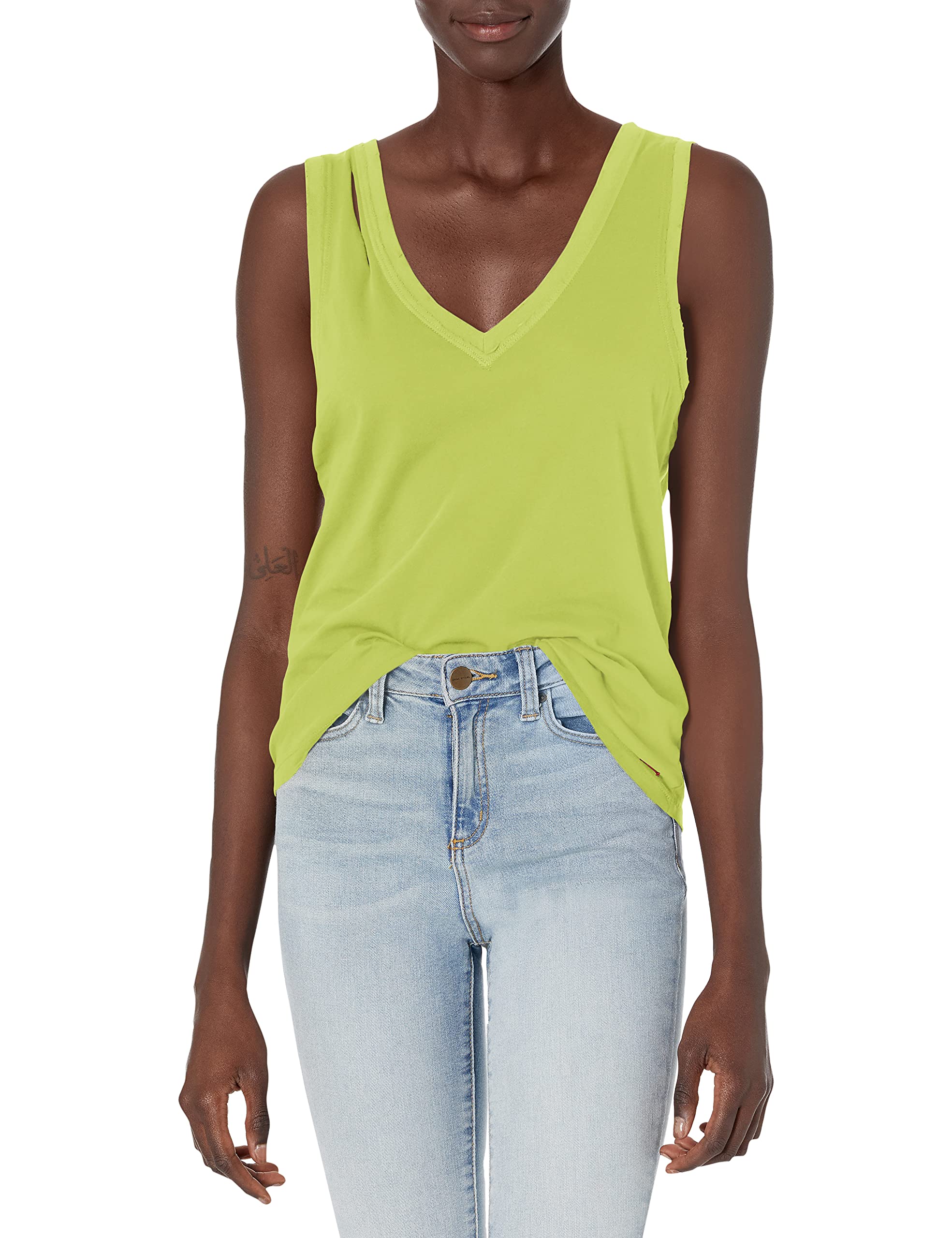 Philanthropy Women's Pepper V Neck Tank Top - Acid Wash, XS - Casual Summer Wear, Layering, Beach Outfit, Gym & Yoga Essential
