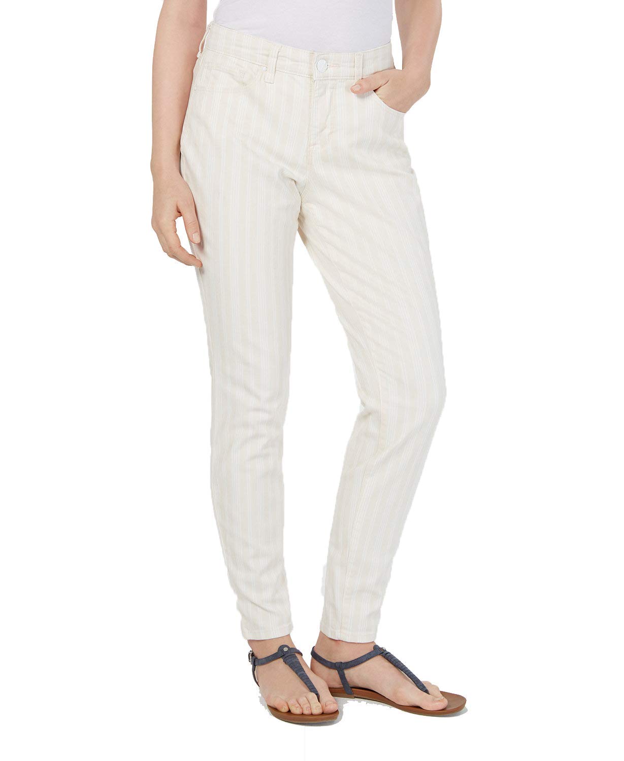 Style & Co. Women's Striped Curvy Skinny-Fit Jeans - Size 16, Soft Pink | High-Waisted Stretch Denim Pants for Casual Wear & Everyday Outfits
