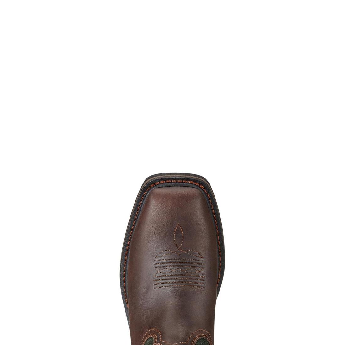 Sierra Steel Toe Wide Square Toe Work Boots for Men - Dark Brown Safety Shoes for Construction, Warehouse & Outdoor Work