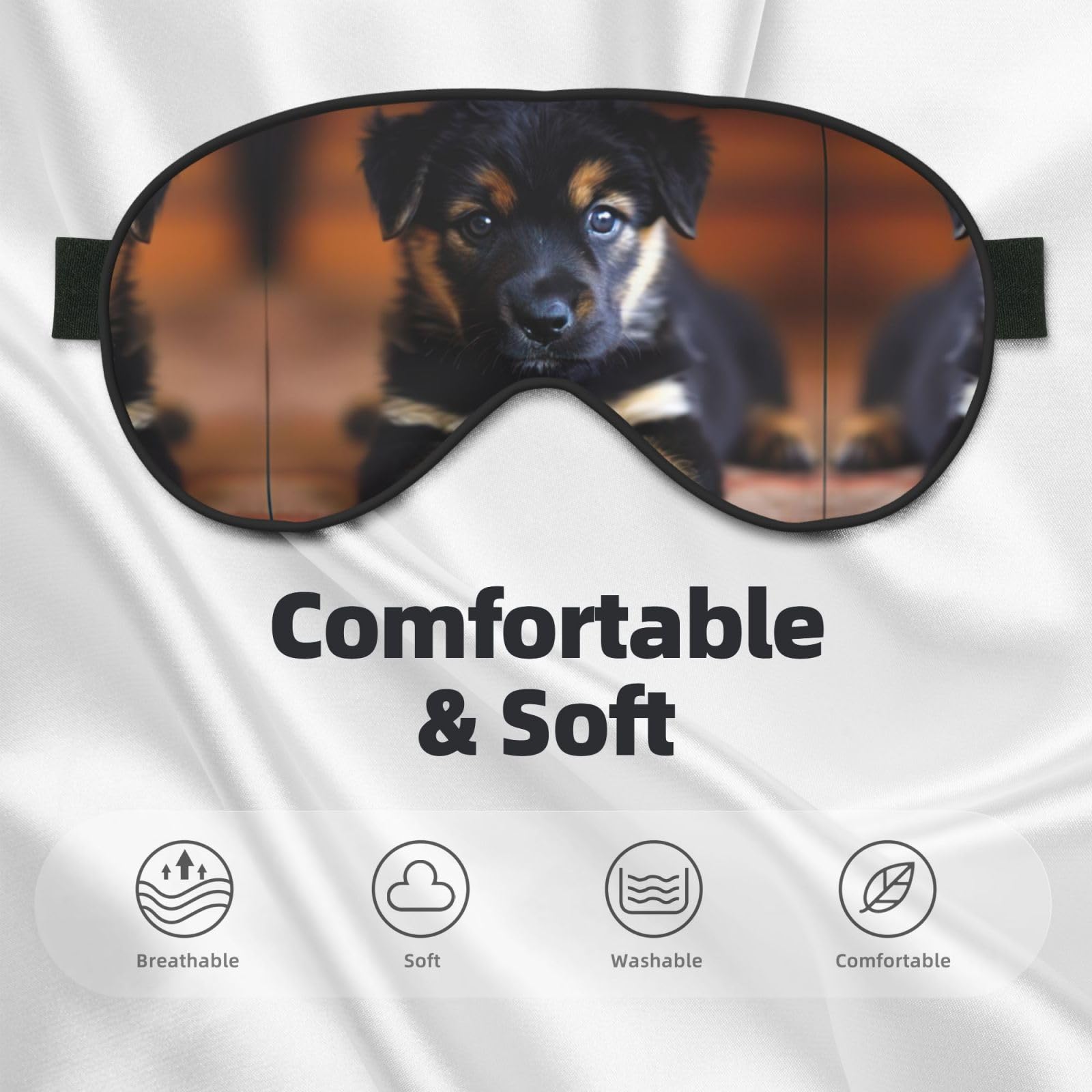 Double-Sided Puppy Print Sleep Mask for Dogs - Soft & Light Blocking Eye Cover to Improve Sleep Quality | Perfect for Travel, Naps & Nighttime Use