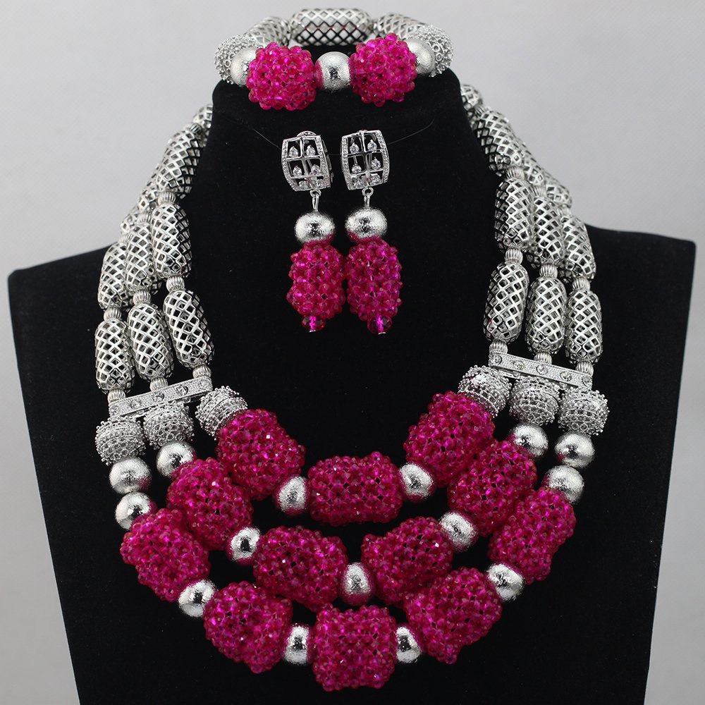 Elegant Red Beads Statement Necklace Set | African Nigerian Wedding Jewelry | Dubai Gold Beaded Necklace for Women | Perfect for Bridal, Cultural Events & Special Occasions