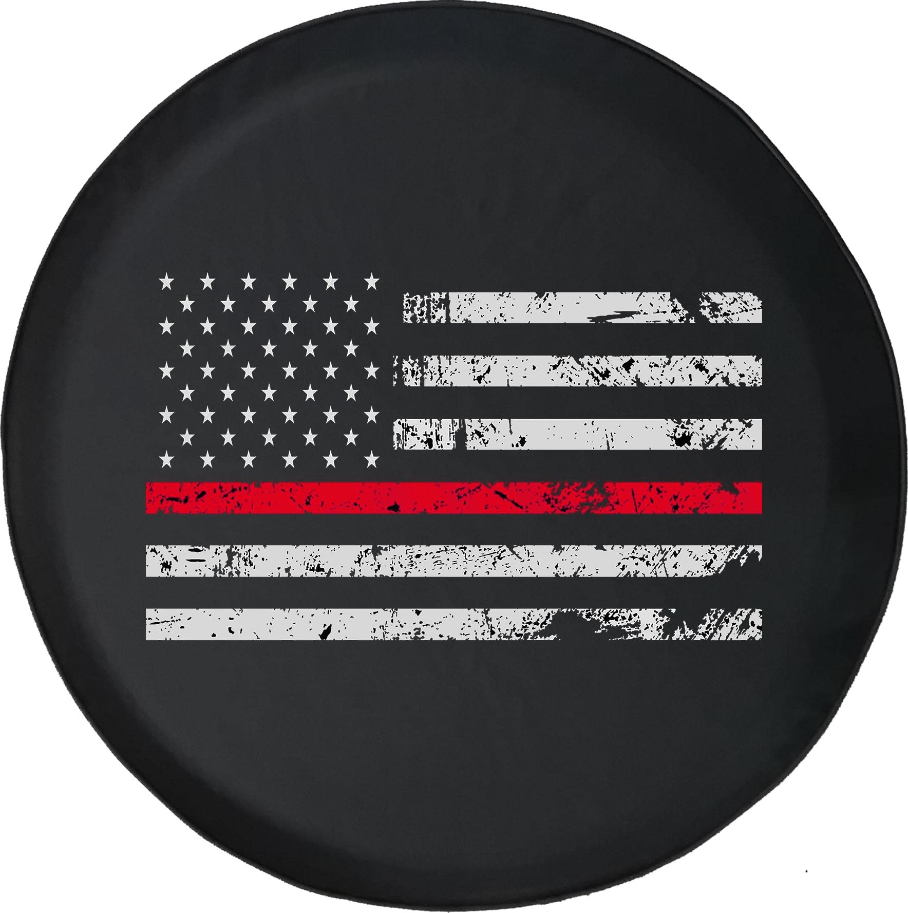 Fire Department Black 29 Inch Car Tire Cover - Durable Tire Accessories for Trailers, Trucks, SUVs, Campers & RVs | Perfect for Firefighters, First Responders & Patriotic Vehicle Decoration