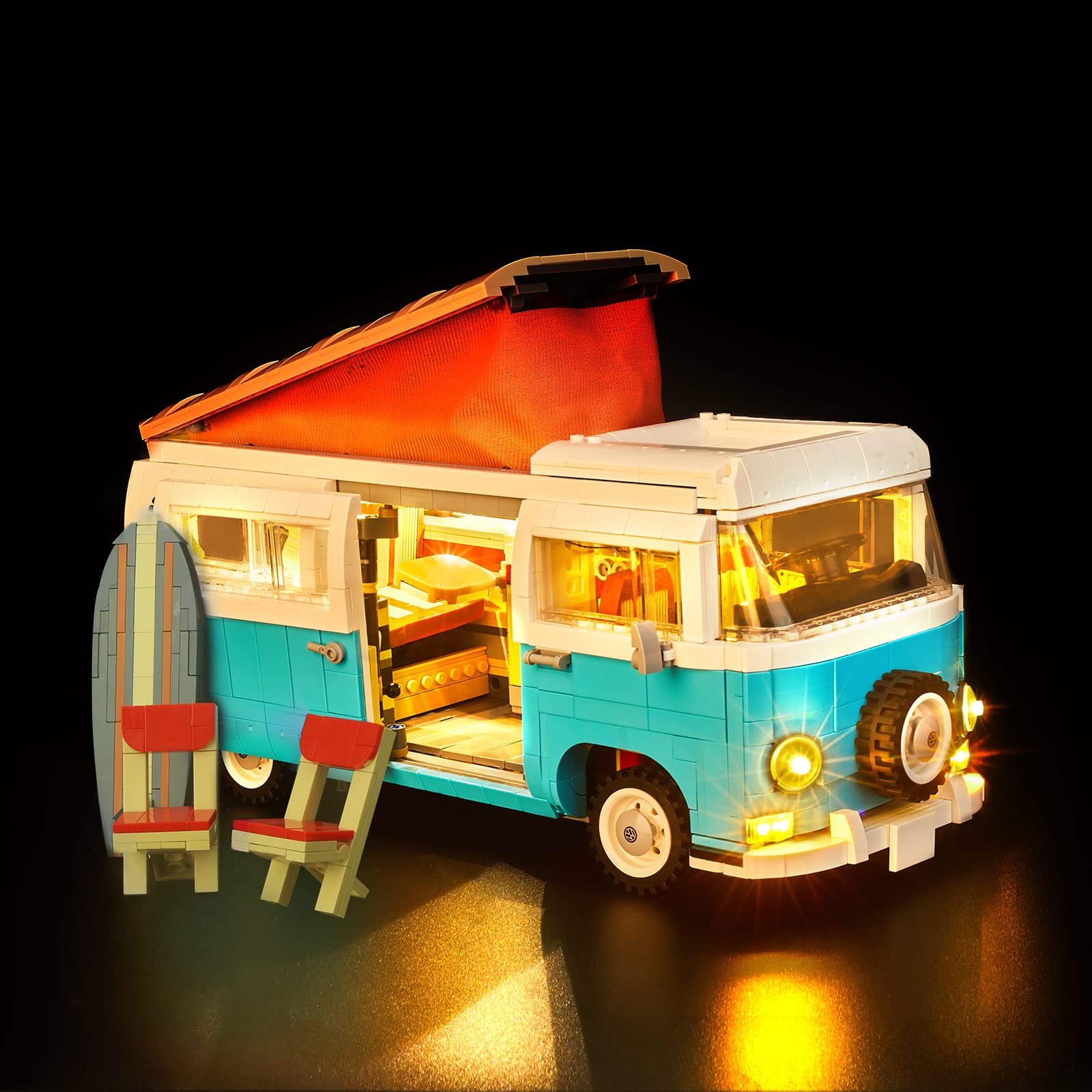 Lego Volkswagen T2 Camper Van LED Lighting Kit - Compatible with Lego VW Bus 10279 Model (Lego Set Not Included) - Perfect for Display & Nighttime Showcase