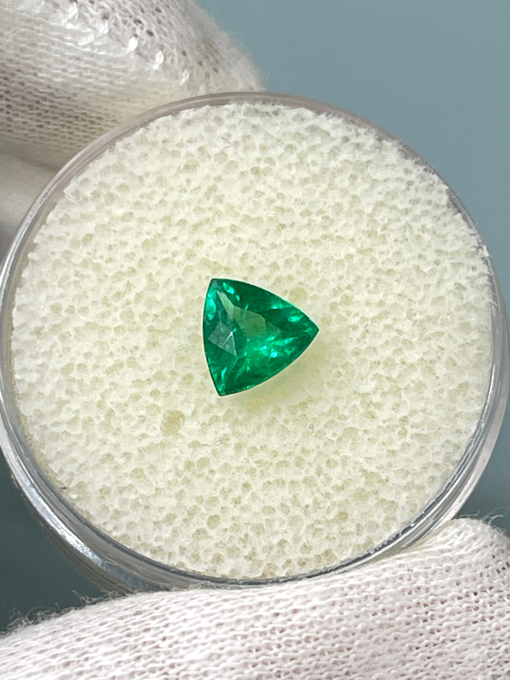 0.70 Carat 6.3x6.5mm Intense Bluish Green Natural Trillion Cut Emerald Gemstone - Perfect for Jewelry Making, Engagement Rings & Unique Gifts