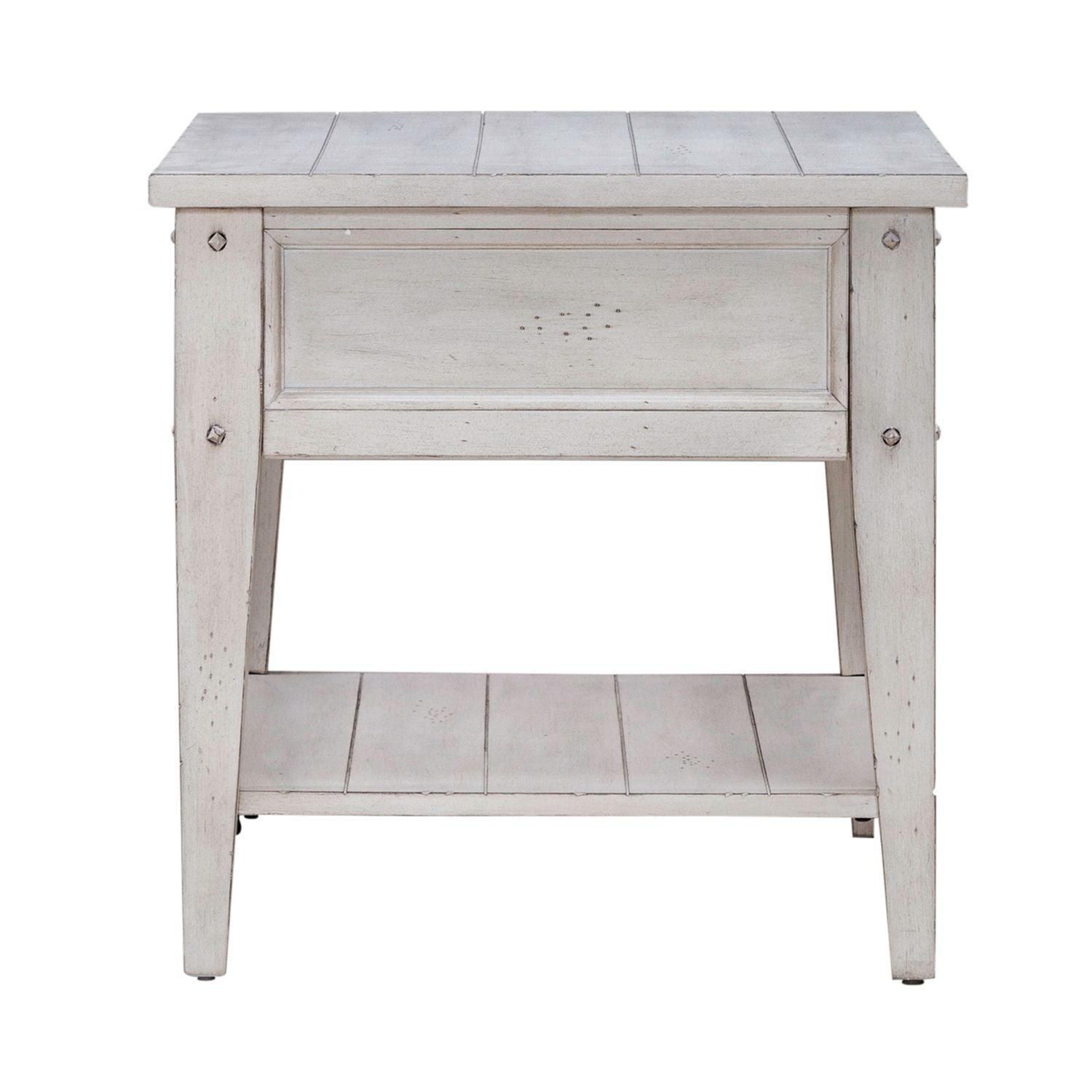 Lake House White Chairside End Table - 110W OT1021 - Small Accent Table for Living Room, Bedroom, or Office - Perfect Side Table for Coffee, Books, and Decor