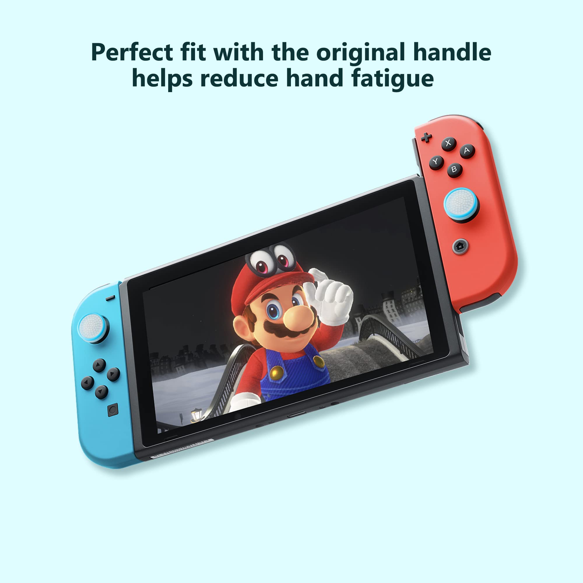 6PCS Non-Slip Silicone Thumb Grip Caps for Nintendo Switch Joycon/OLED/Lite Controllers - Transparent Blue Joystick Covers for Enhanced Gaming Comfort & Control - Perfect for Long Gaming Sessions & Competitive Play