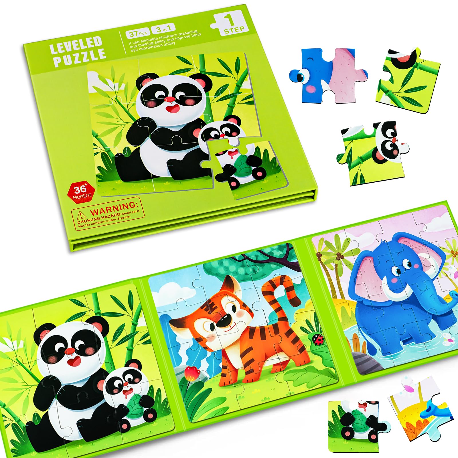 Magnetic Puzzle Book for Toddlers Ages 3-5 | 3-in-1 Animal Learning Toys | Montessori Educational Travel Games for Boys & Girls | Perfect for Preschool Activities, Road Trips & Airplane Entertainment