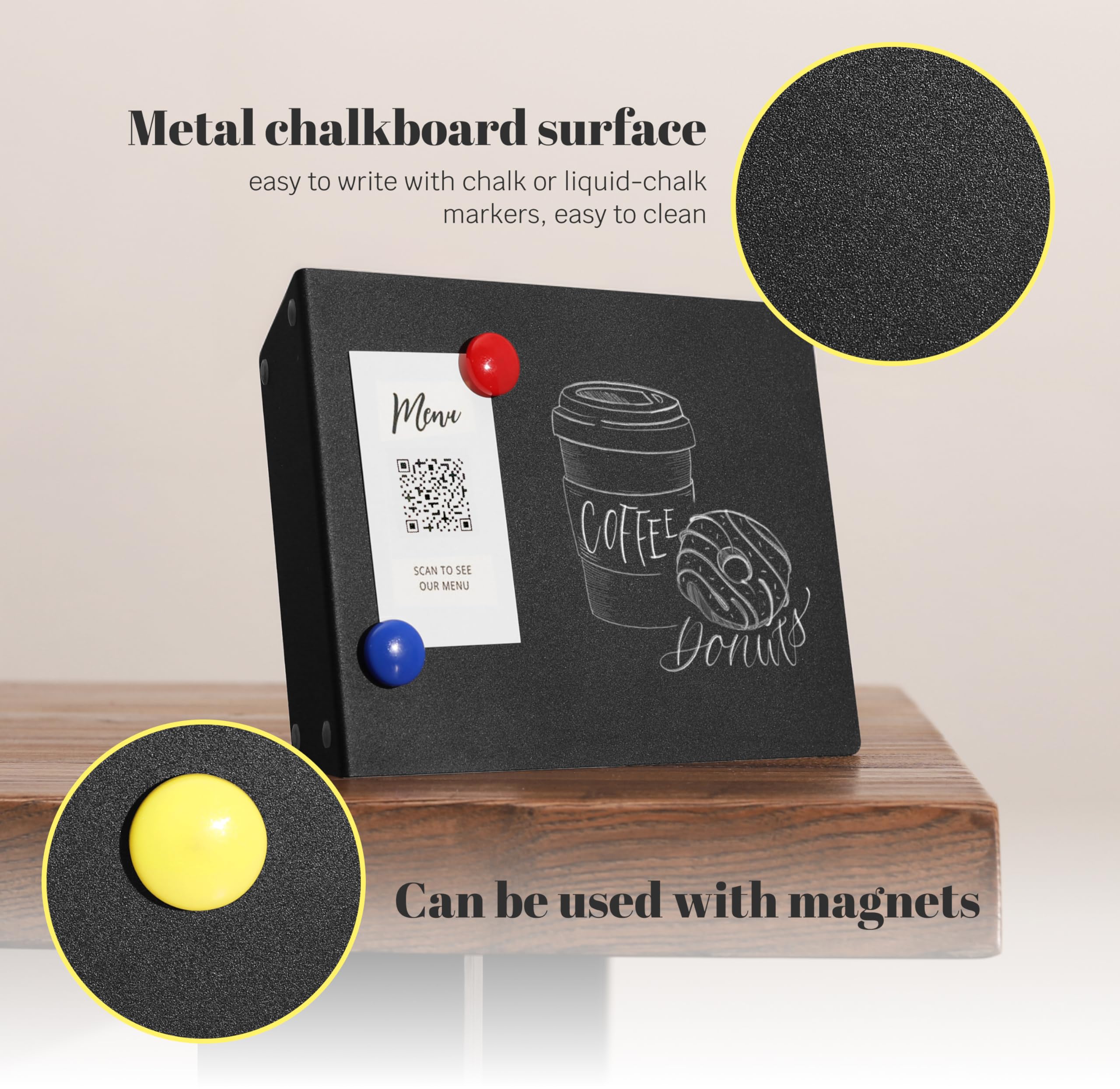 6 x 8 Inch Metal Chalkboard Sign - Mini Standing Menu Board for Wedding, Party Buffet, Kitchen & Tabletop Display | Reusable Food Sign for Restaurants, Cafes & Home Decor