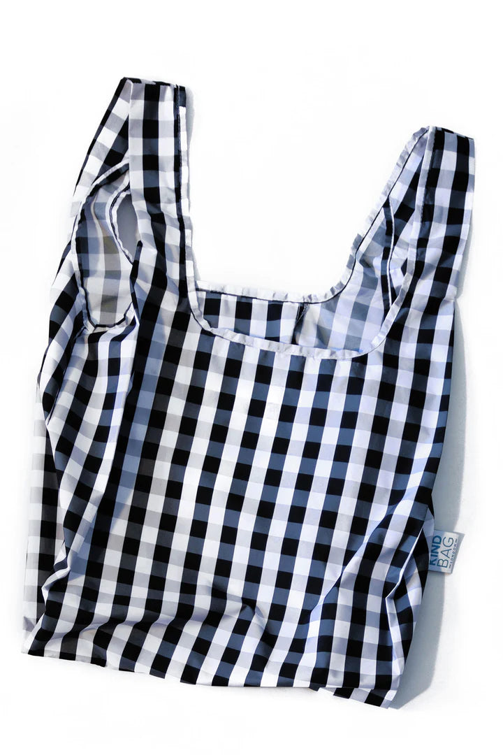 Stylish Gingham Medium Reusable Shopping Bag - Eco-Friendly Grocery Tote for Farmers Market, Beach & Daily Use