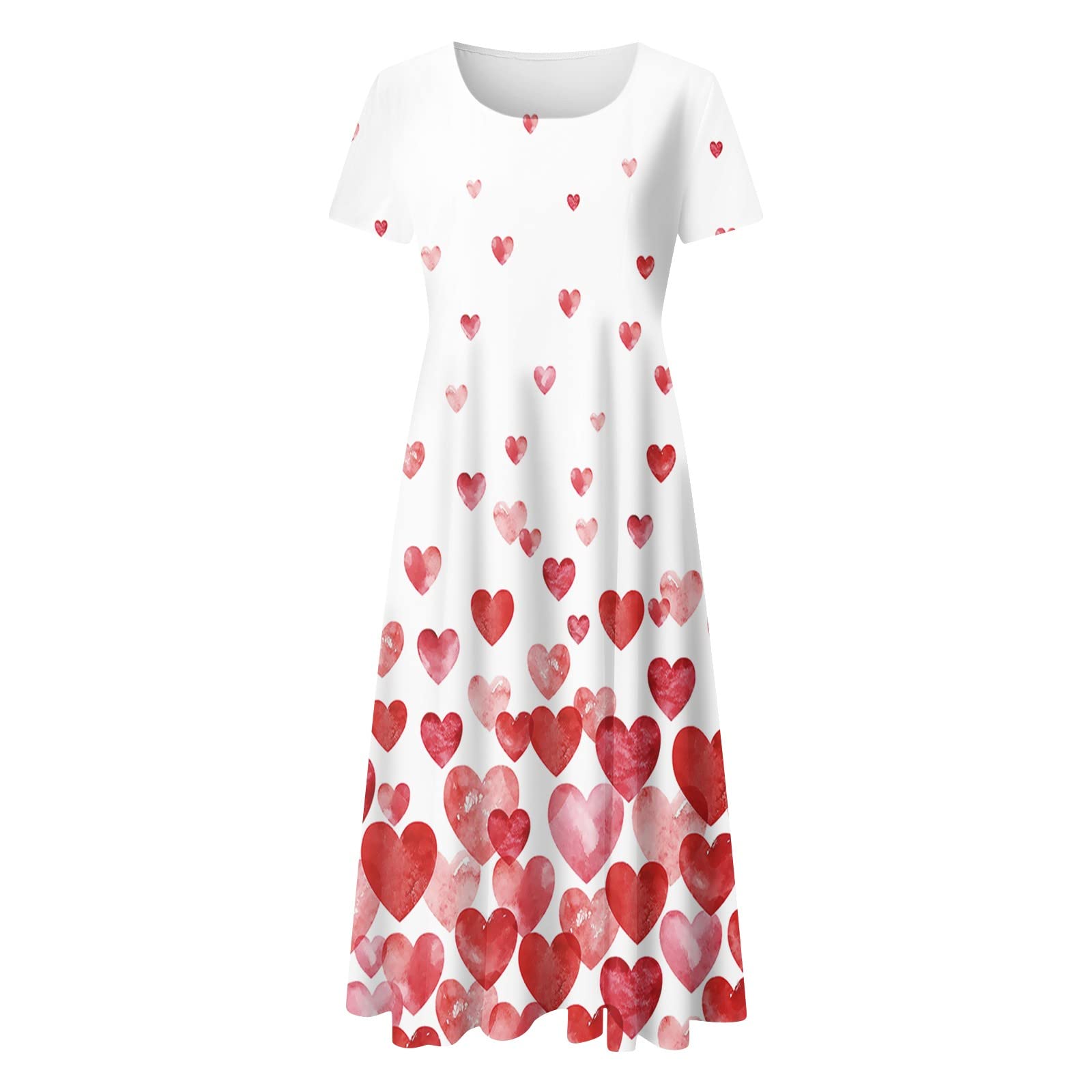 Hugeoxy Women's Short Sleeve Floral Print Boho Dress - Casual Loose Fit Summer Sundress for Beach, Vacation & Outdoor Activities