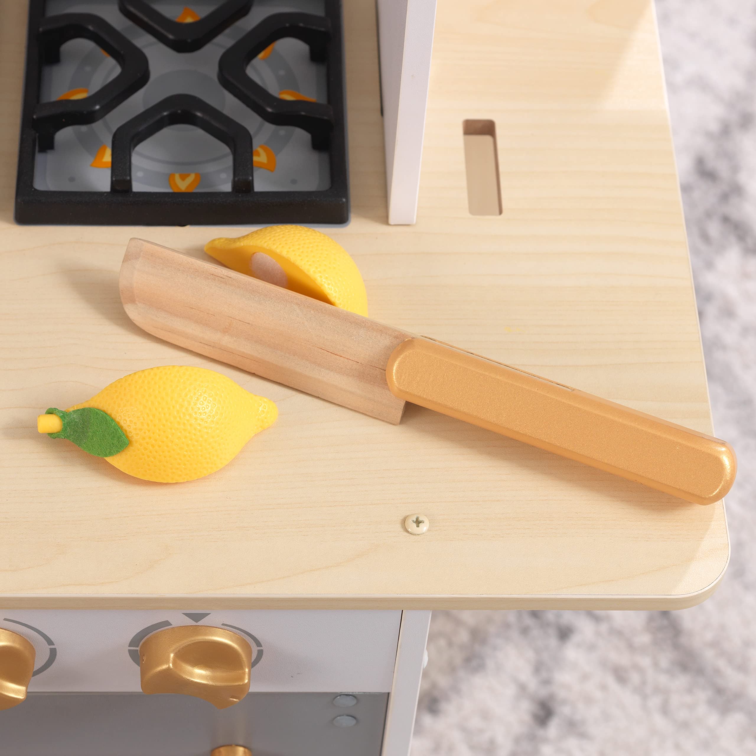 KidKraft Happy Harvest Wooden Play Kitchen Set for Kids with Play Food, Accessories & Working Ice Maker - Pretend Cooking Toy for Toddlers & Preschoolers - Perfect for Imaginative Play, Role Playing & Early Learning at Home or Classroom