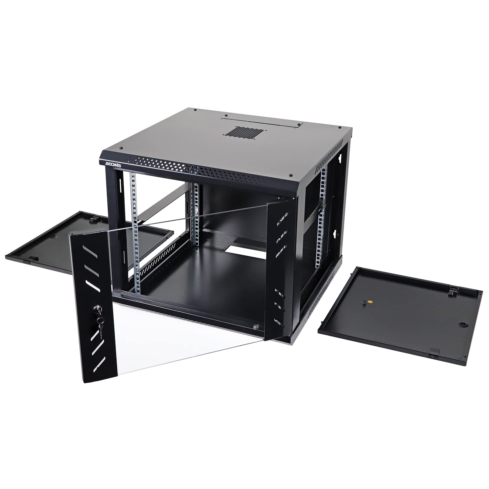 9U Professional Wall Mount Server Rack - 19-Inch Network Cabinet Enclosure, Low-Profile Black Design for Home Office & Data Center Organization