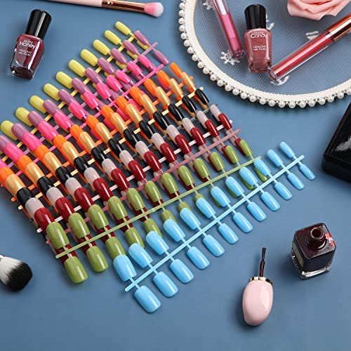 COSLUXE 240PCS Acrylic Press On Nails - Soft Gel Fake Nails Full Cover Tips for DIY Nail Art & Salon Practice (Natural Style) | Perfect for Parties, Weddings & Daily Wear