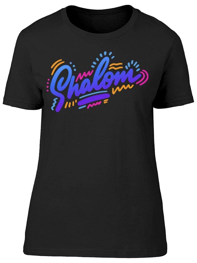 Hand Sketched Shalom Lettering Women's T-Shirt - Soft Cotton Casual Top for Everyday Wear & Jewish Holiday Outfits