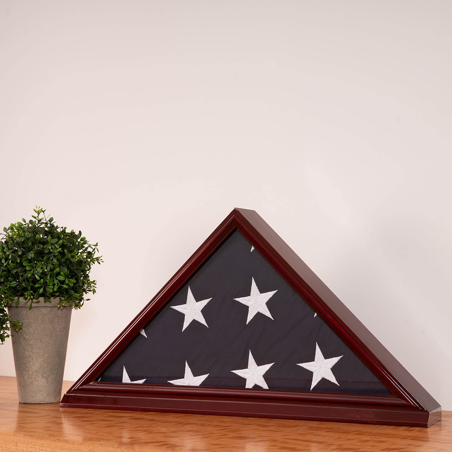 Bey-Berk Custom Personalized Solid Wood Triangle Glass Front Flag Display Case - Perfect for Military, Sports, and Memorial Flag Preservation