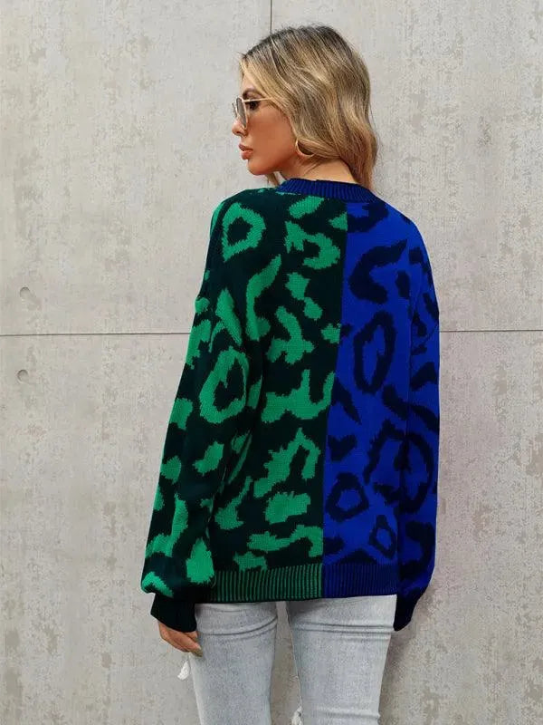 Stylish Leopard Print Oversized Knit Cardigan Sweater for Women - Cozy Fall & Winter Fashion - Perfect for Streetwear, Casual Outfits and Layering