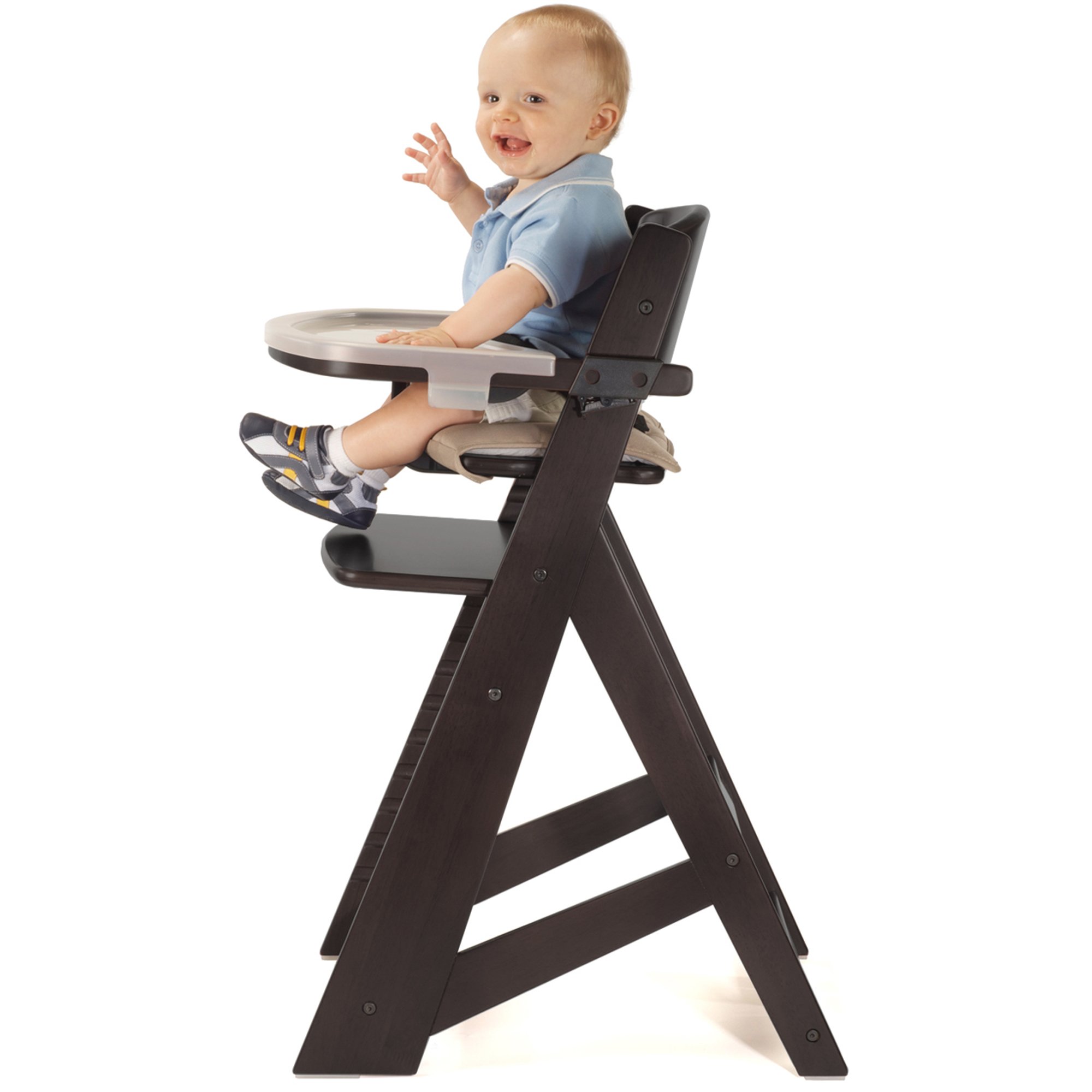 Keekaroo Height Right High Chair with Removable Tray - Adjustable Baby Feeding Chair in Espresso Brown for Dining Room & Kitchen Use