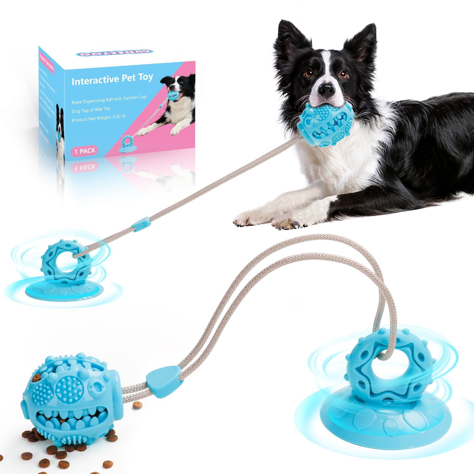 Interactive Suction Cup Dog Toys for Tug of War - Mental Stimulation Puzzle & Treat Dispenser for Small & Medium Dogs - Perfect for Puppy Teething, Boredom Relief & Indoor Playtime