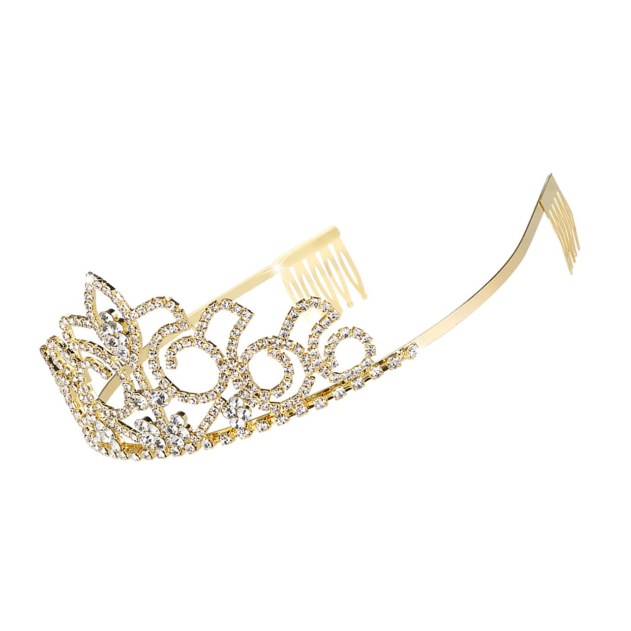 1PC Rhinestone Bridal Headpiece Crown for Girls & Kids - Crystal Diamond Wedding Headband with Comb - Elegant Dress Accessories for Bride, Flower Girl, and Special Occasions