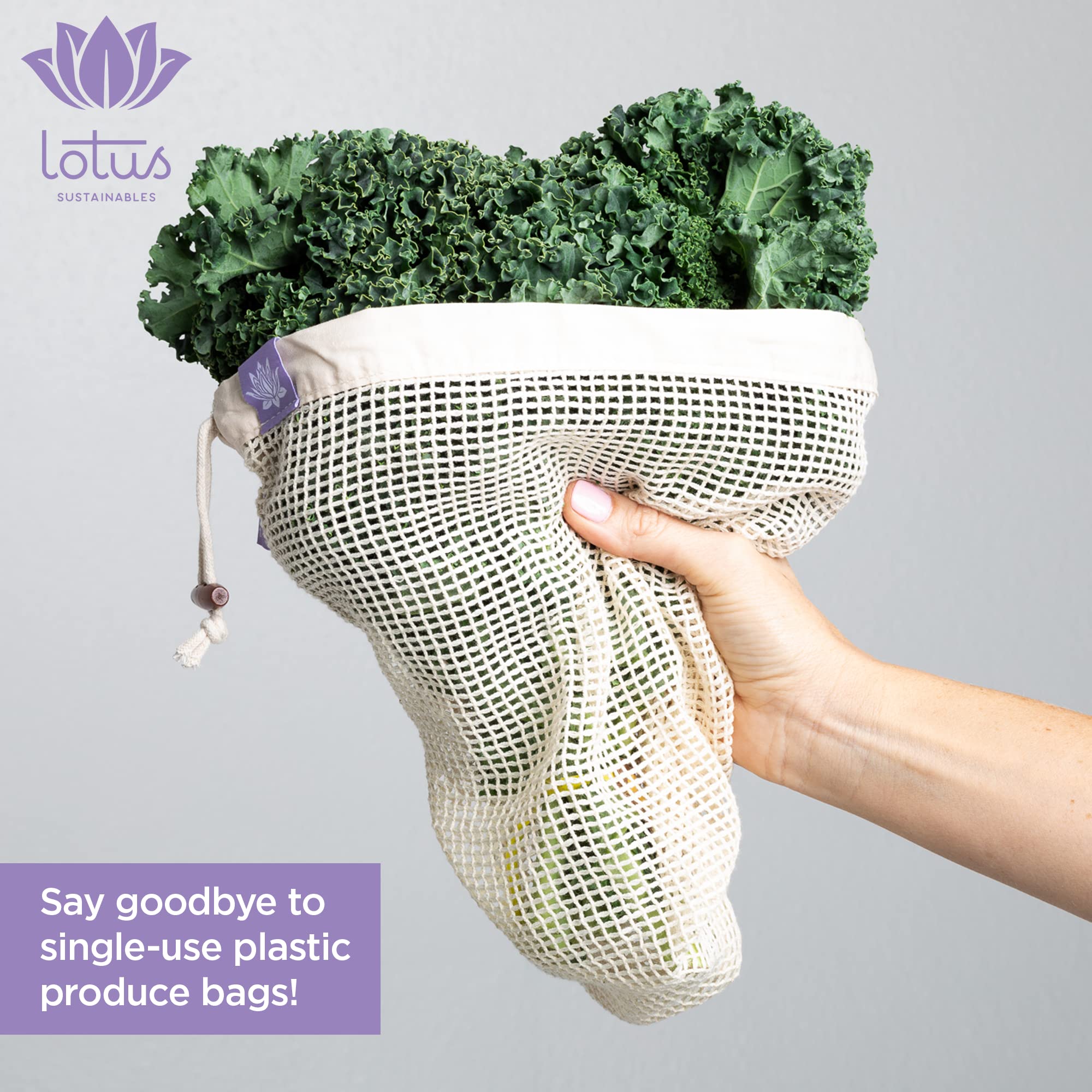 Eco-Friendly Reusable Mesh Produce Bags for Groceries - Washable & Durable Fruit Vegetable Shopping Bags - Perfect for Farmers Market, Supermarket & Zero Waste Lifestyle