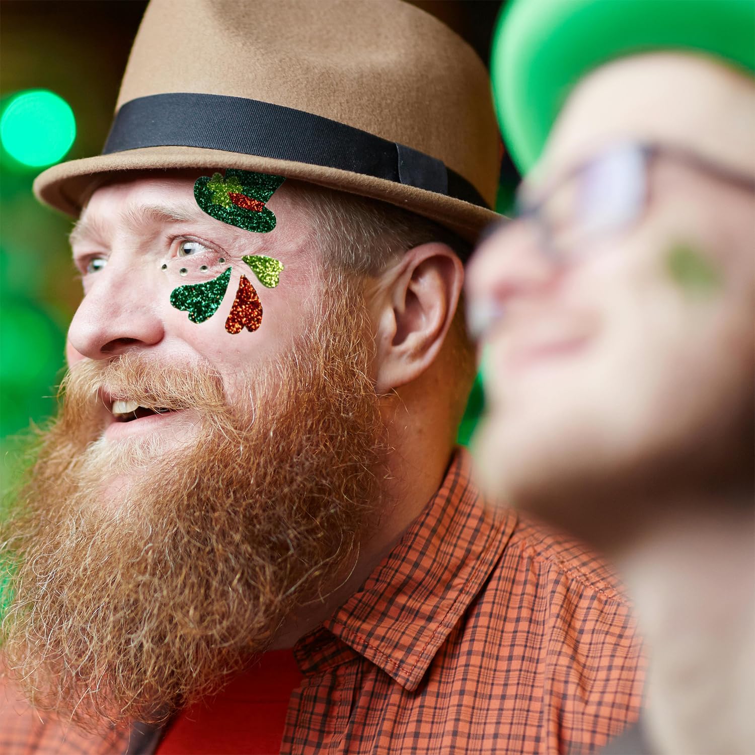 1 Sheet St. Patrick's Day Face Gems - Magic Clover Hat & Glitter Eye Jewels | Self-Adhesive Face Stickers for Women & Adults | Perfect for St. Patrick's Day Parties, Festivals & Themed Events | Face & Body Decoration Accessories