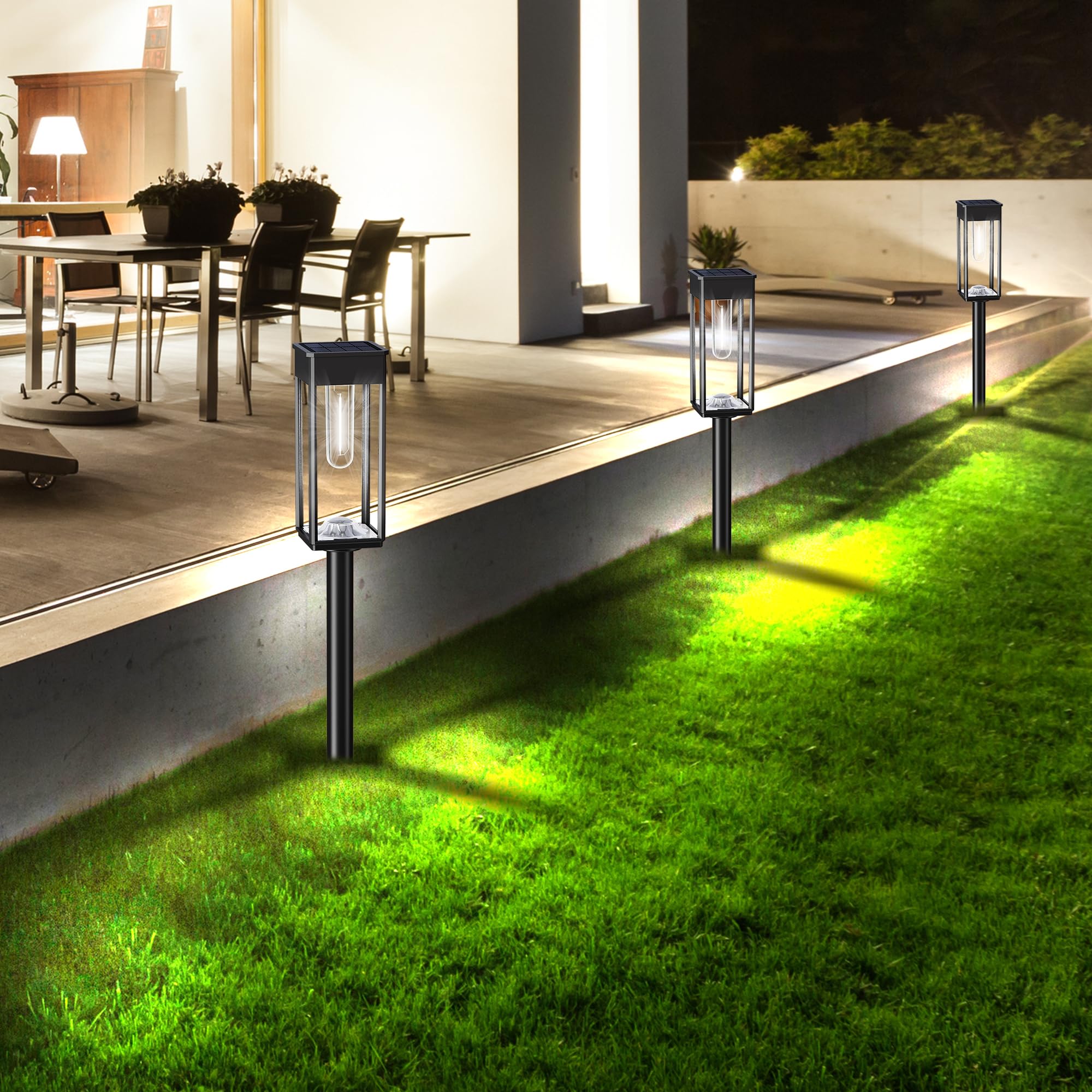 8 Pack Solar Pathway Lights Outdoor - 12Hrs Waterproof IP65 Solar Powered Walkway Lights for Yard, Garden, Sidewalk (Cool White) - Perfect for Driveways, Patios & Landscaping