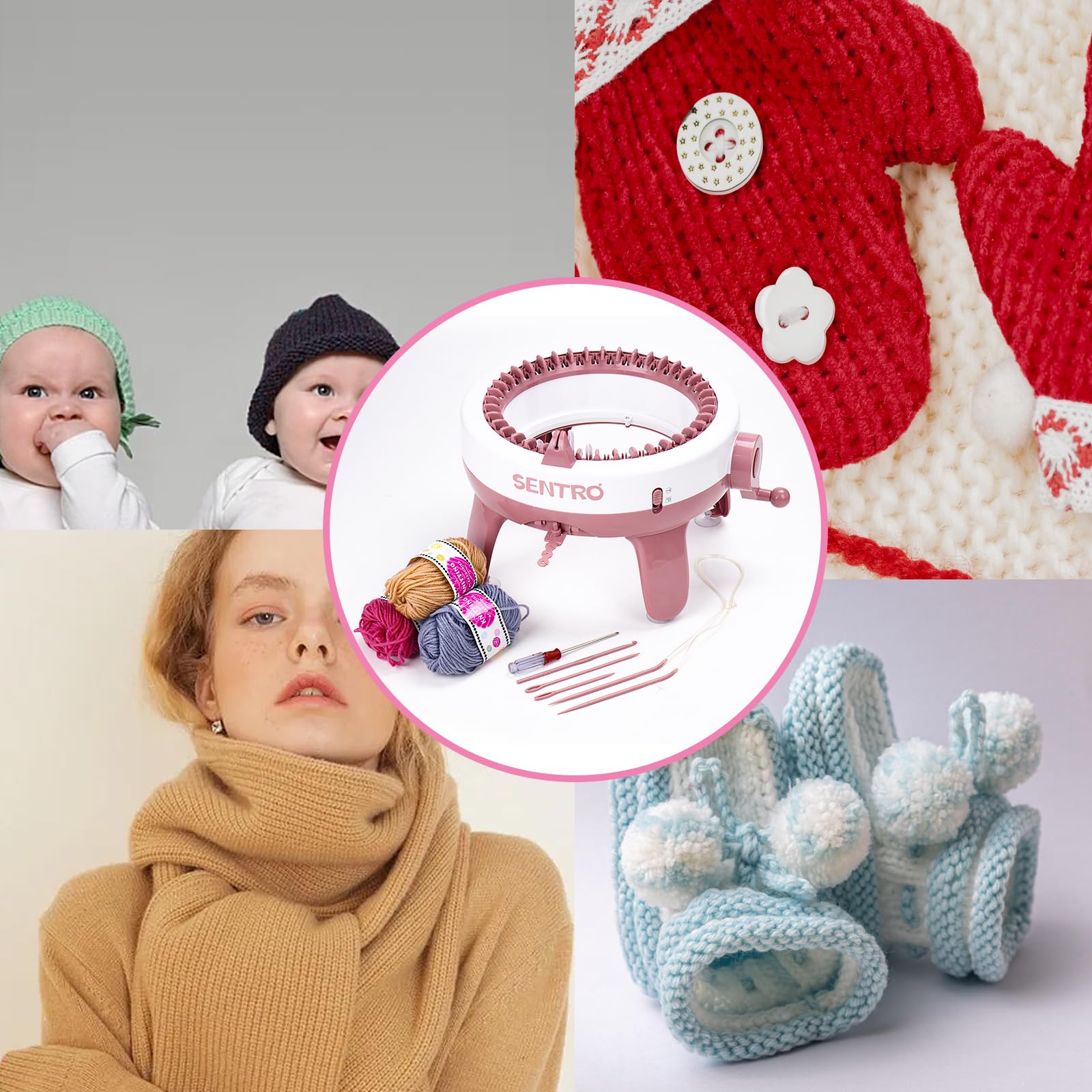 YIMORIA SENTRO 40 Needle Knitting Machine for Adults - Smart Rotary Knitter for Beginners, DIY Scarf Hat Socks Maker - Perfect Christmas & New Year Gift for Craft Lovers - Great for Home Crafting, Holiday Gifts & Handmade Projects