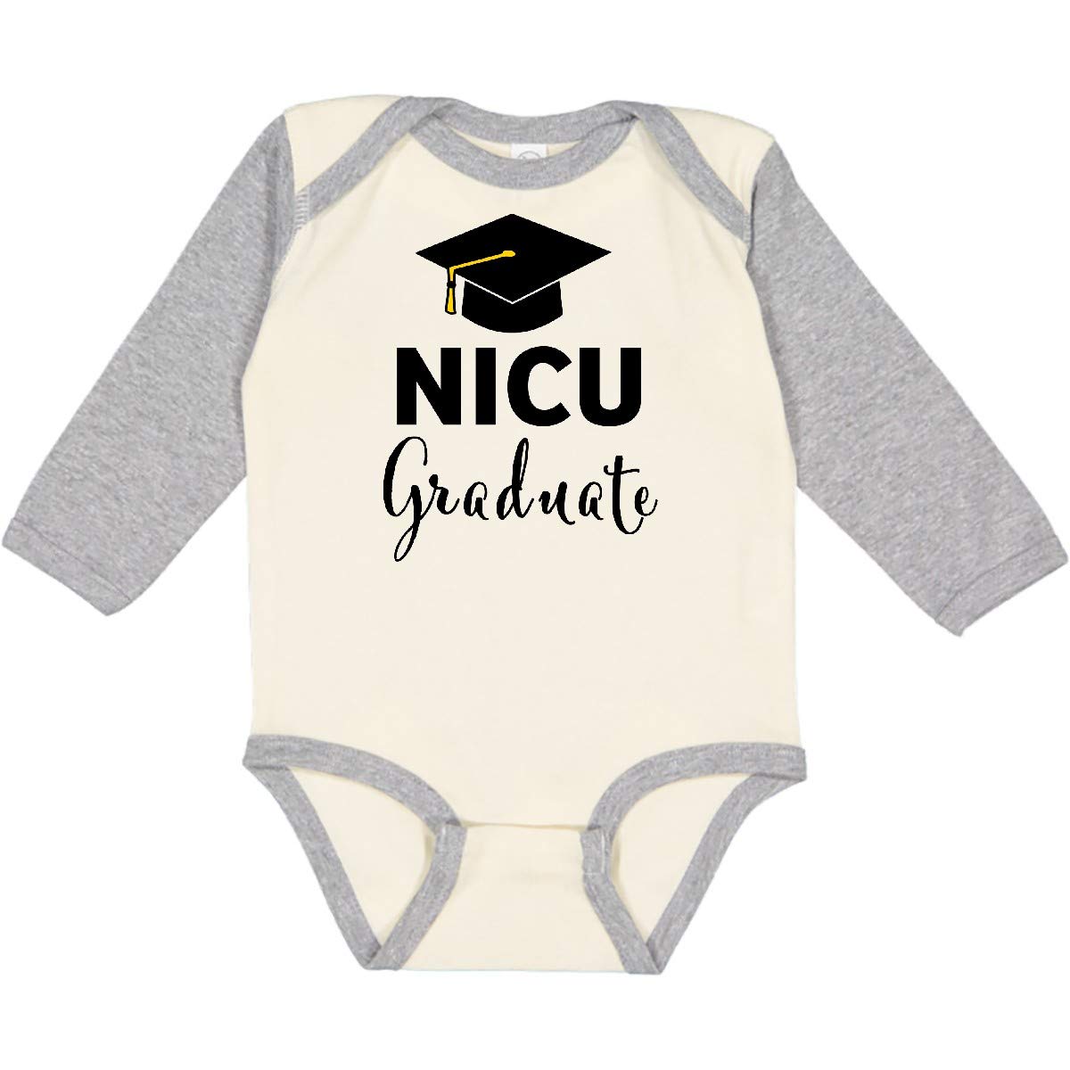 Inktastic NICU Graduate Baby Bodysuit - Long Sleeve Creeper for Newborns | Soft Cotton Infant Outfit for NICU Graduation, Baby Shower & Milestone Photos