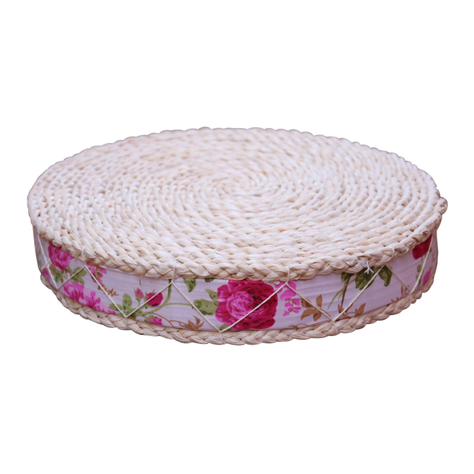 Natural Straw Knitted Floor Cushion - Round Tatami Pouf for Meditation, Yoga & Kids Play | Soft, Durable & Collapse-Resistant Seat for Living Room, Dining Room & Garden Decor