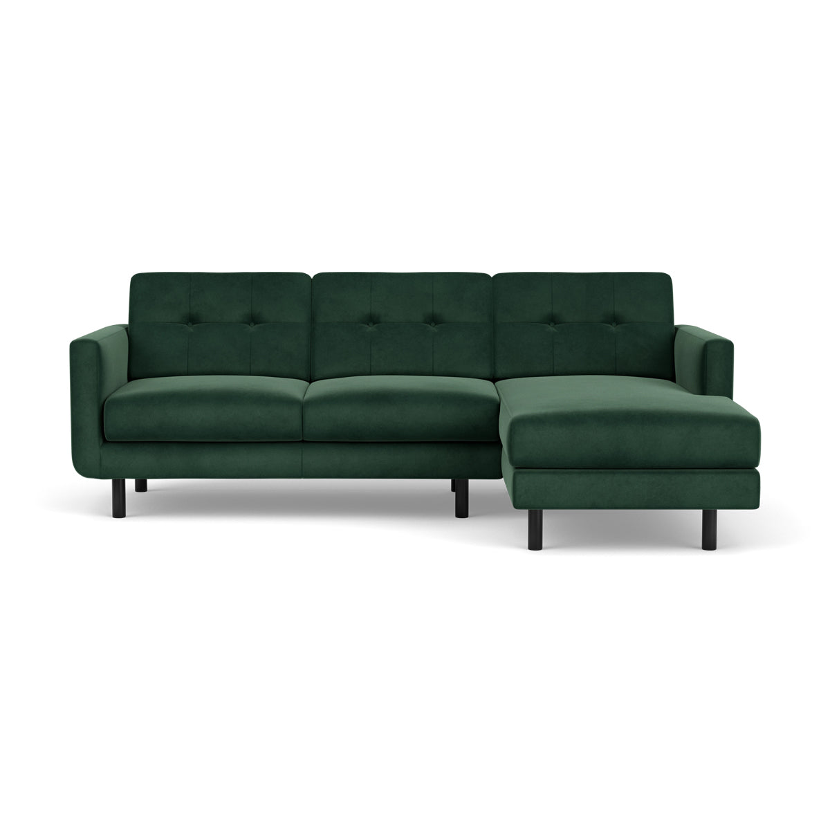 Conrad Velvet Right Chaise Sofa - Modern Upholstered Sectional Couch for Living Room, Lounge & Apartment Decor | Perfect for Small Spaces & Home Theater Seating