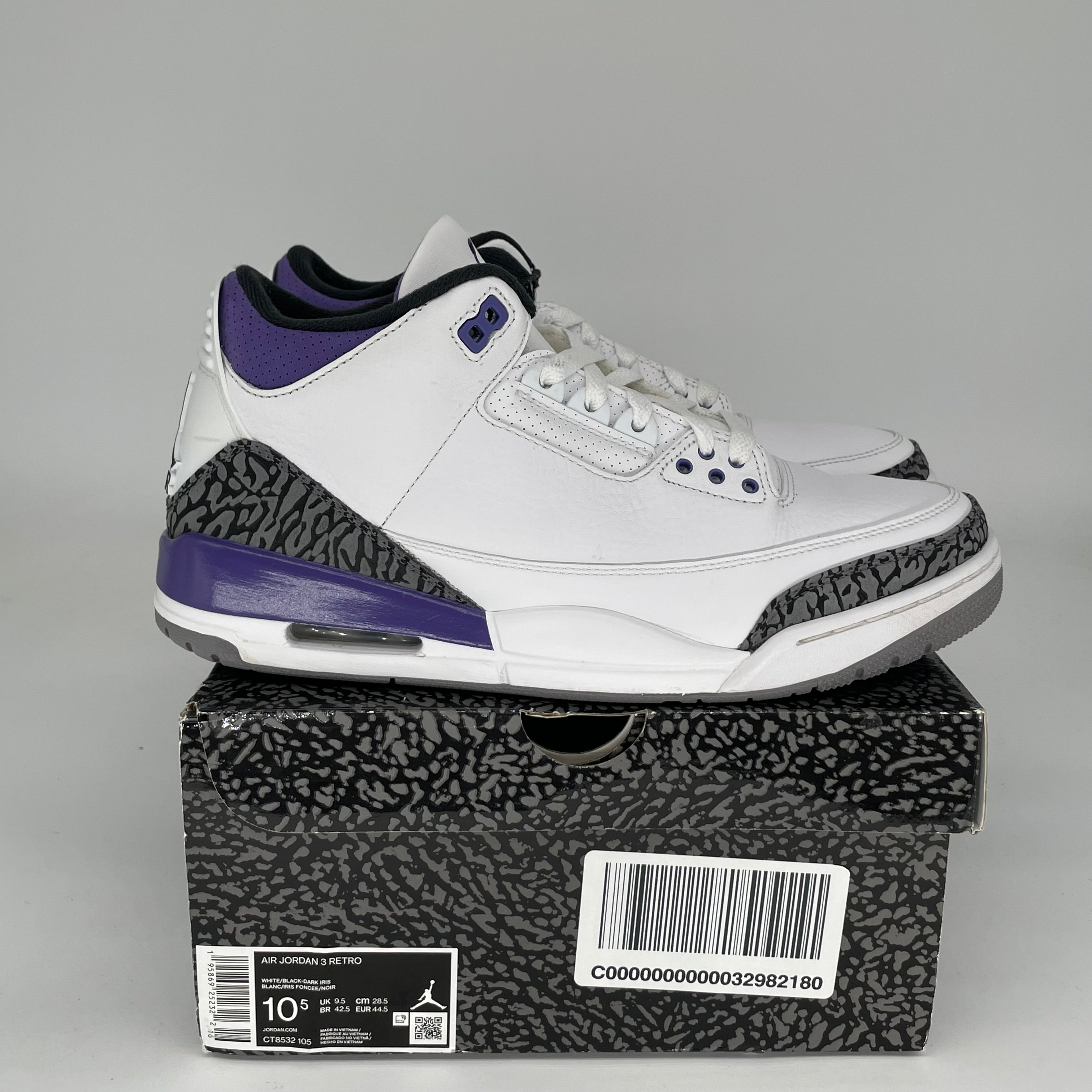 AIR JORDAN 3 DARK IRIS Men's Basketball Shoes Size 10.5 - Retro Style Sneakers for Running, Gym & Casual Wear (CT8532-105)