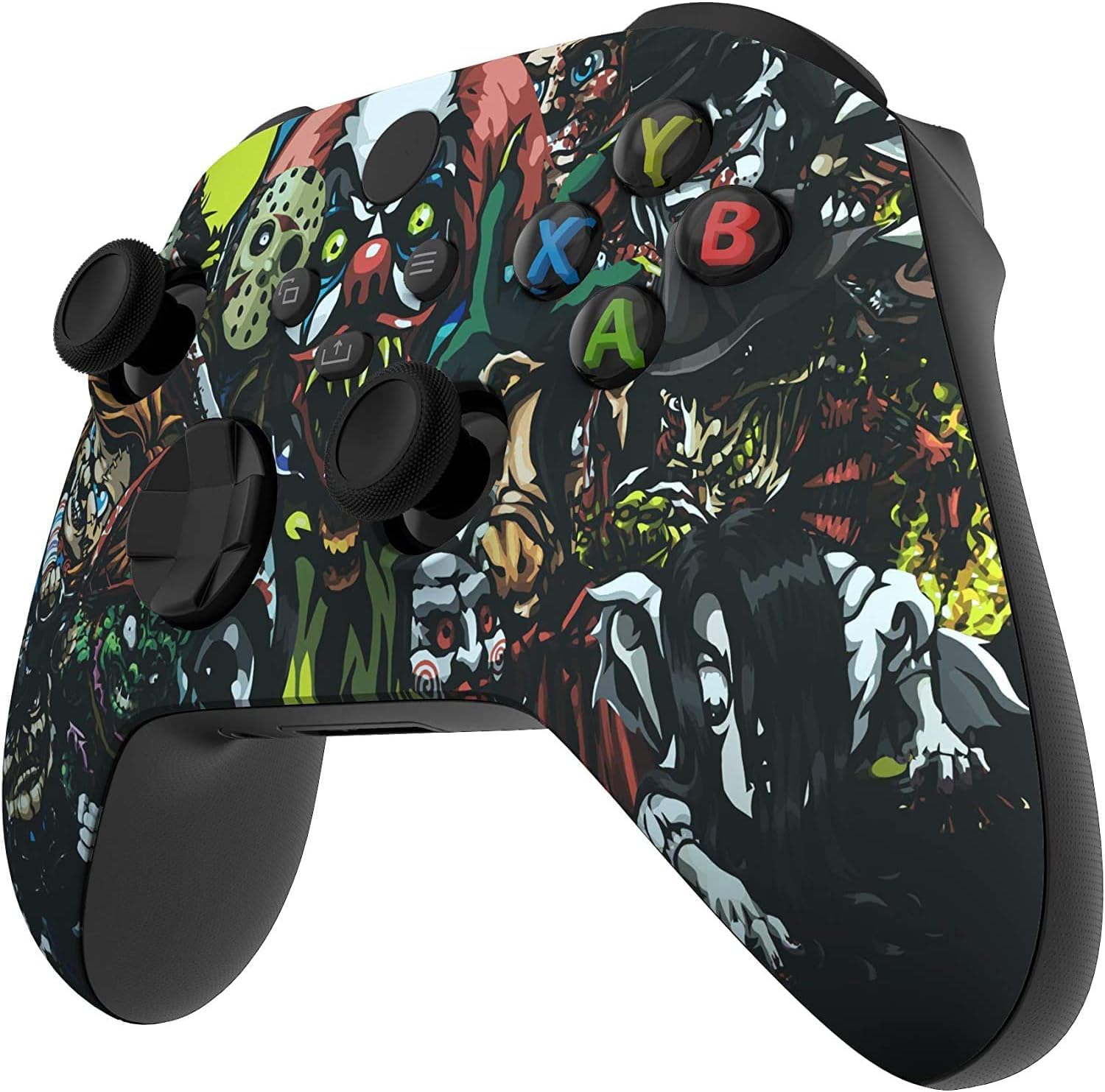 Modded Xbox Controller with Rapid Fire & White LED - Custom Scary Party Soft Touch Design for Gaming, FPS & Competitive Play