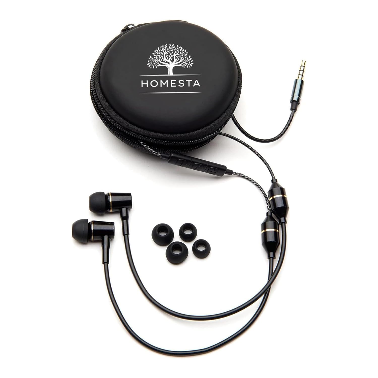 HOMESTA Anti-Radiation Headphones with Mic - EMF-Free Air Tube Wired Stereo Headset for iPhone, Android, PC | 3.5mm Jack | Noise Cancelling | Perfect for Office, Gaming & Travel (Black)