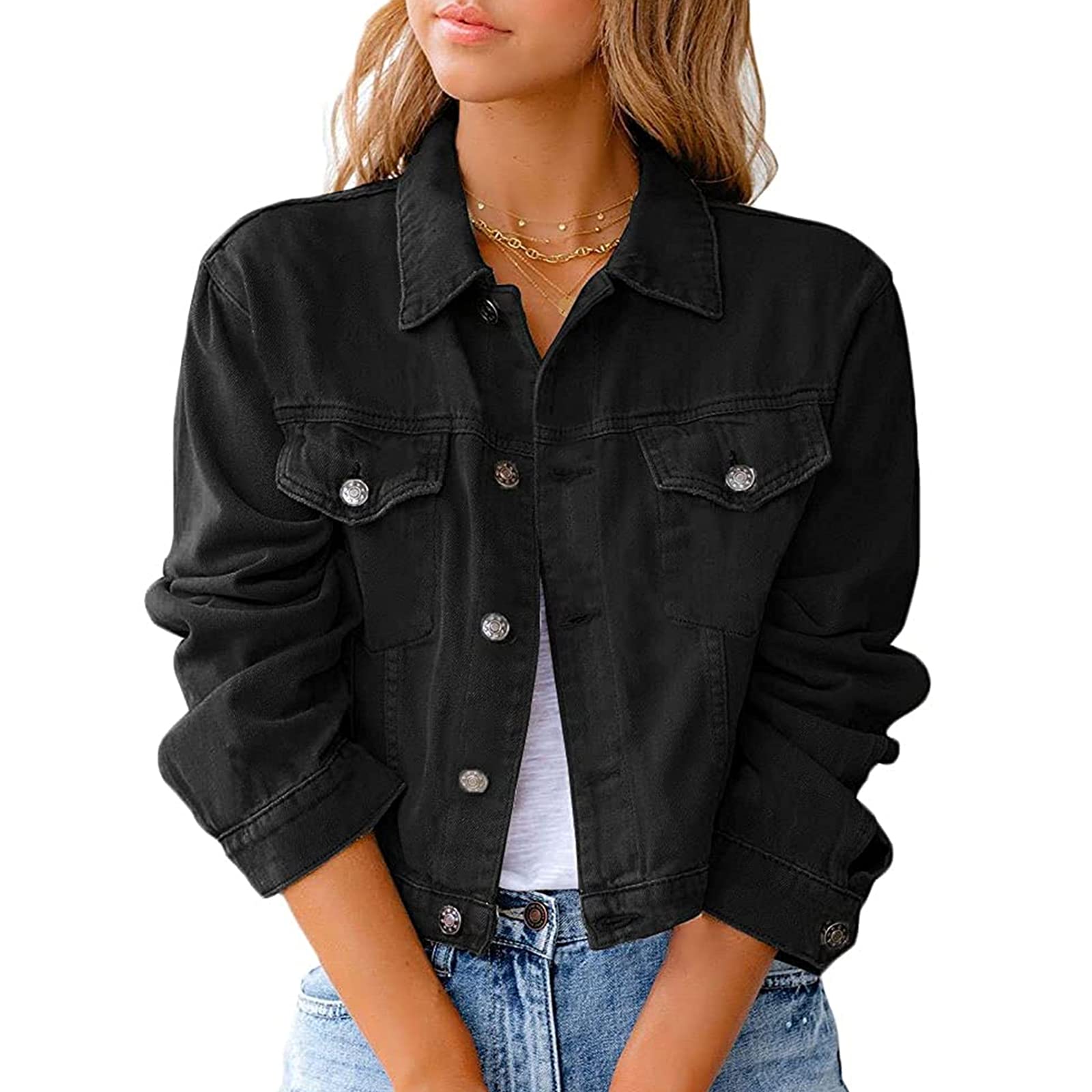 Women's Oversized Denim Jacket - Classic Button Down Long Sleeve Loose Fit Trucker Jean Jacket | Casual Outfits, Streetwear & Layering Fashion