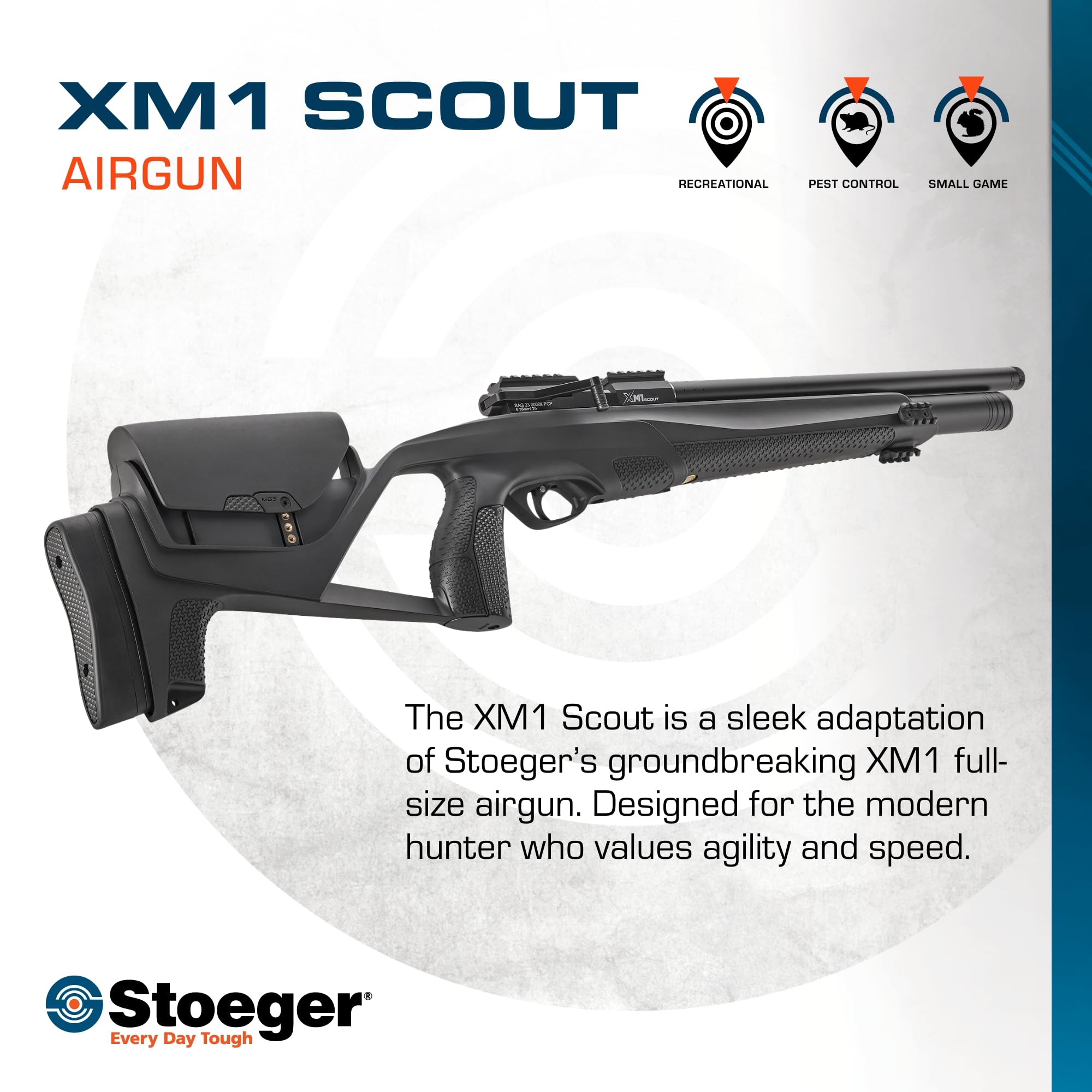 Stoeger XM1 Scout PCP Air Gun - .25 Caliber - Black Synthetic Stock with Adjustable Pull - Perfect for Hunting, Target Shooting & Outdoor Adventures