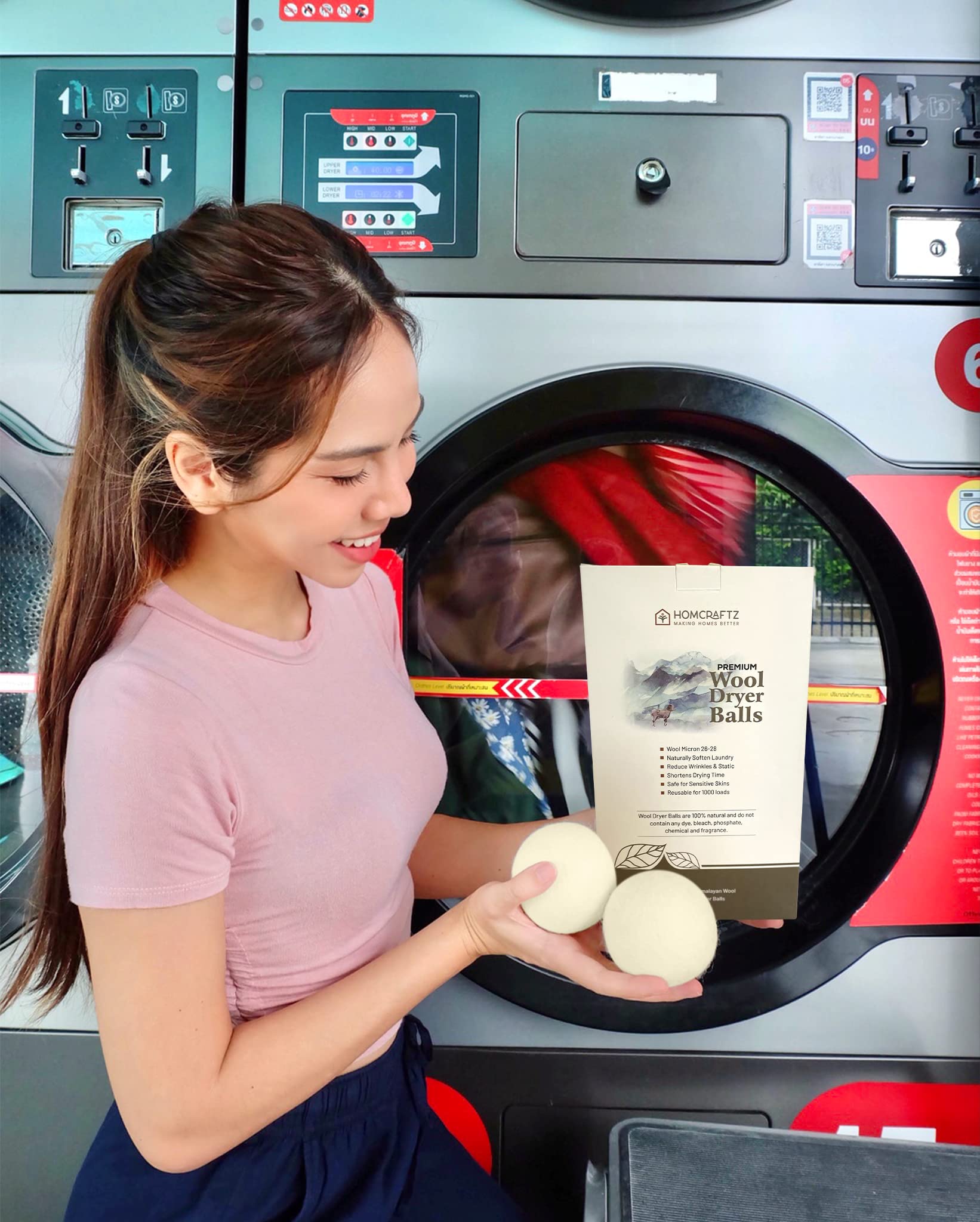 Premium Himalayan Wool Dryer Balls with Essential Oils - 6 Large Natural Fabric Softener Balls + 2 Bottles of Lavender & Eucalyptus Oil - Eco-Friendly, Reusable, Chemical-Free Laundry Solution for Faster Drying & Softer Clothes (Perfect for Baby Clothes, Towels & Sensitive Skin)