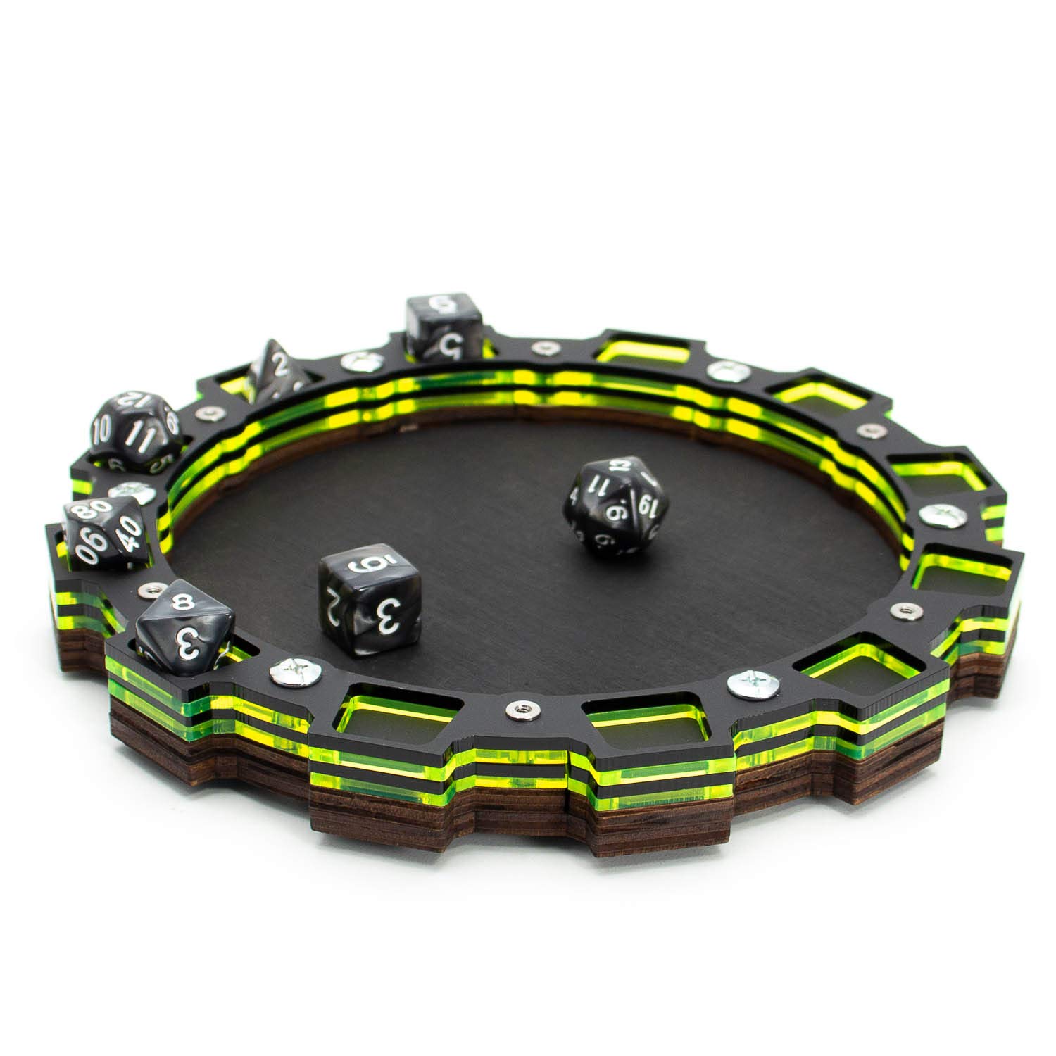 C4Labs Premium Wooden Dice Tray with Acrylic & Stainless Steel - Lime Green for Tabletop RPG, Board Games & Casino Night Accessories