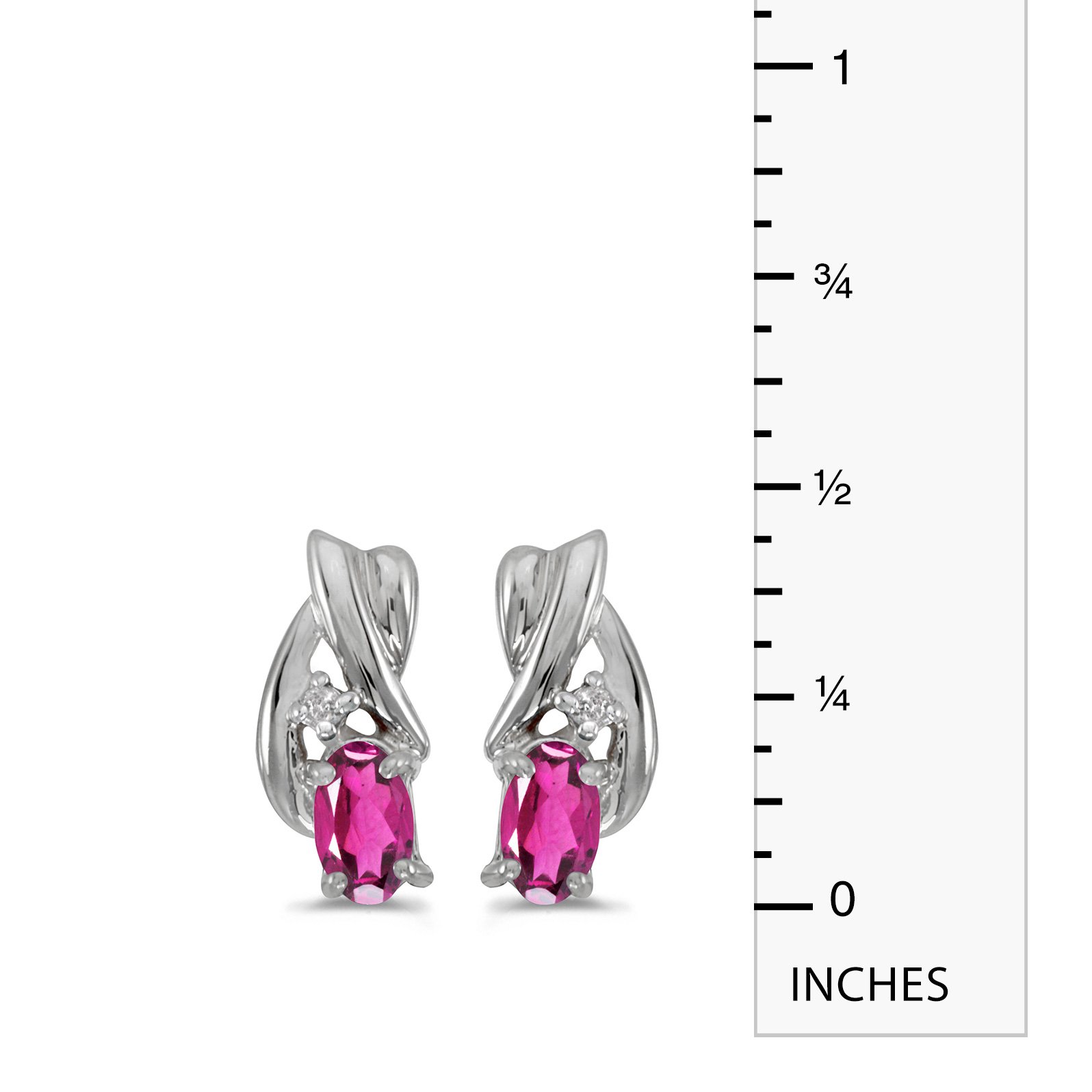10K White Gold Oval Pink Topaz and Diamond Stud Earrings for Women – Elegant Gift for Anniversary, Birthday & Special Occasions