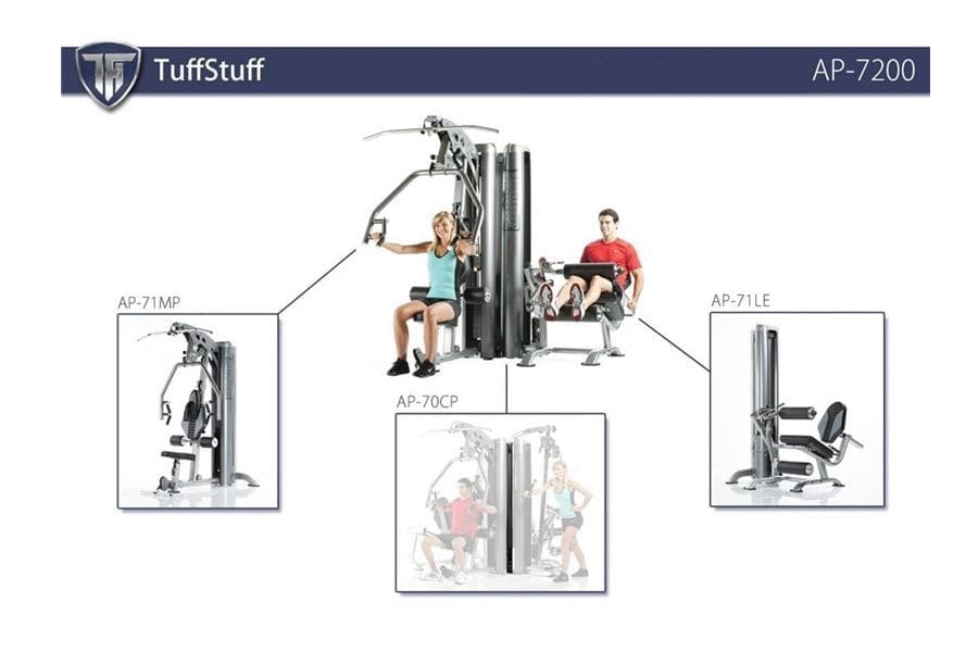 TuffStuff Apollo 7200 2-Station Home Gym System (AP7200) - Strength Training Equipment for Full Body Workouts at Home