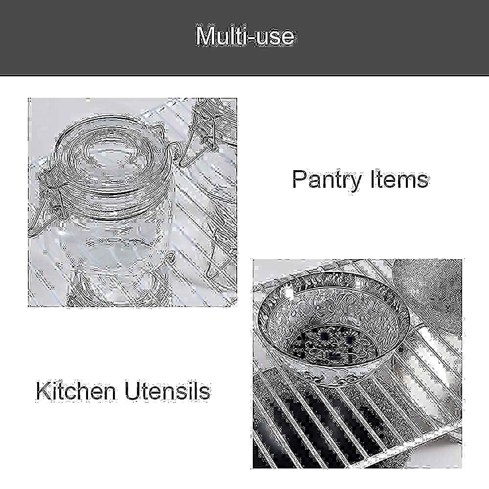 Stainless Steel Expandable Dish Drying Rack with Utensil Holder - Heavy Duty Kitchen Cabinet Storage Shelf for Dishes, Cups & Cutlery | Rustproof & Durable Design for Countertop, Sink or Cabinet Organization - Perfect for Small Kitchens, Apartments & RVs