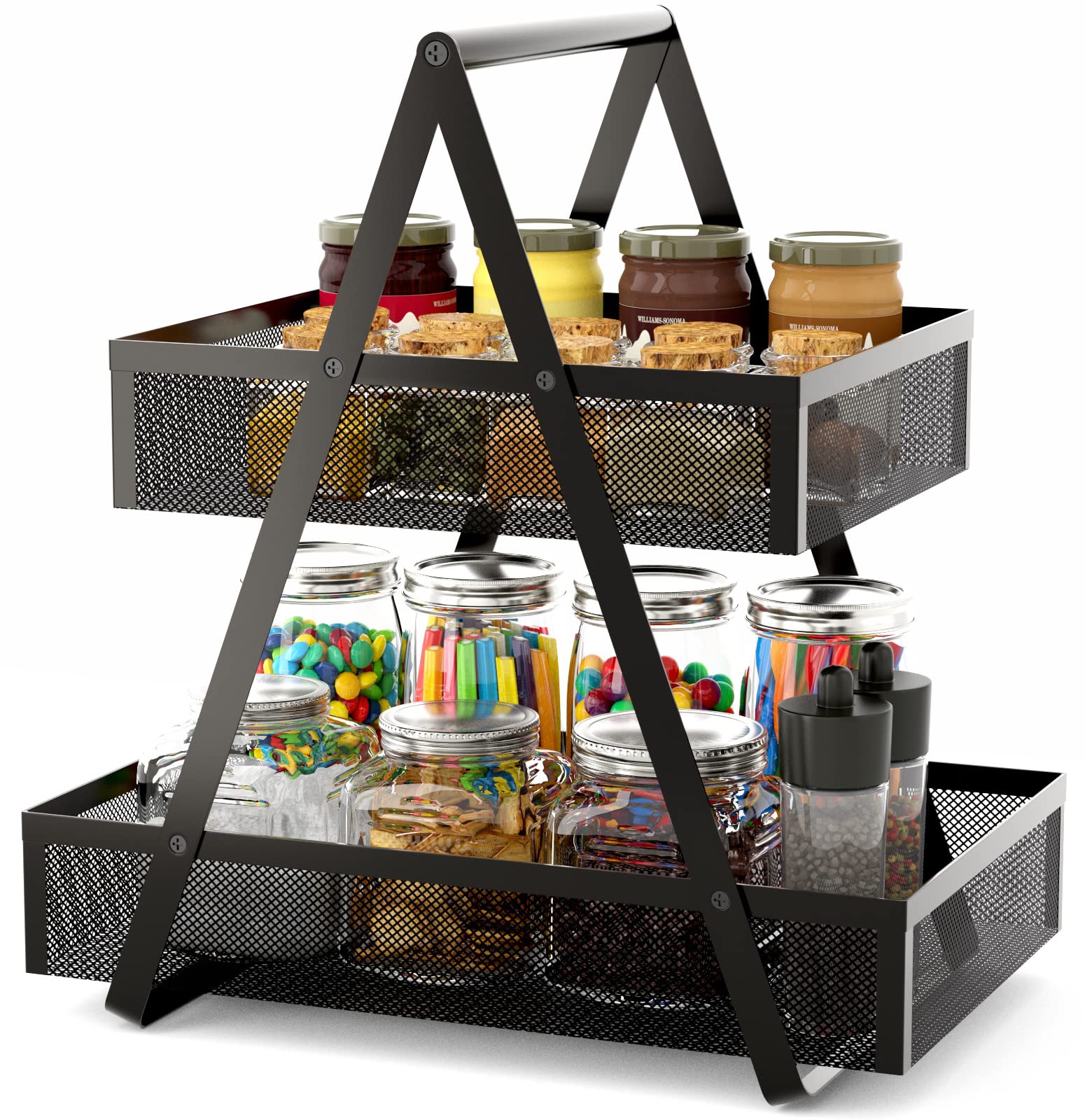EKNITEY Spice Rack Organizer - 3-Tier Kitchen Countertop Storage for Spices, Fruits, Coffee & Bathroom Essentials | Space-Saving Solution for Home, Office & Picnic Use (Black)